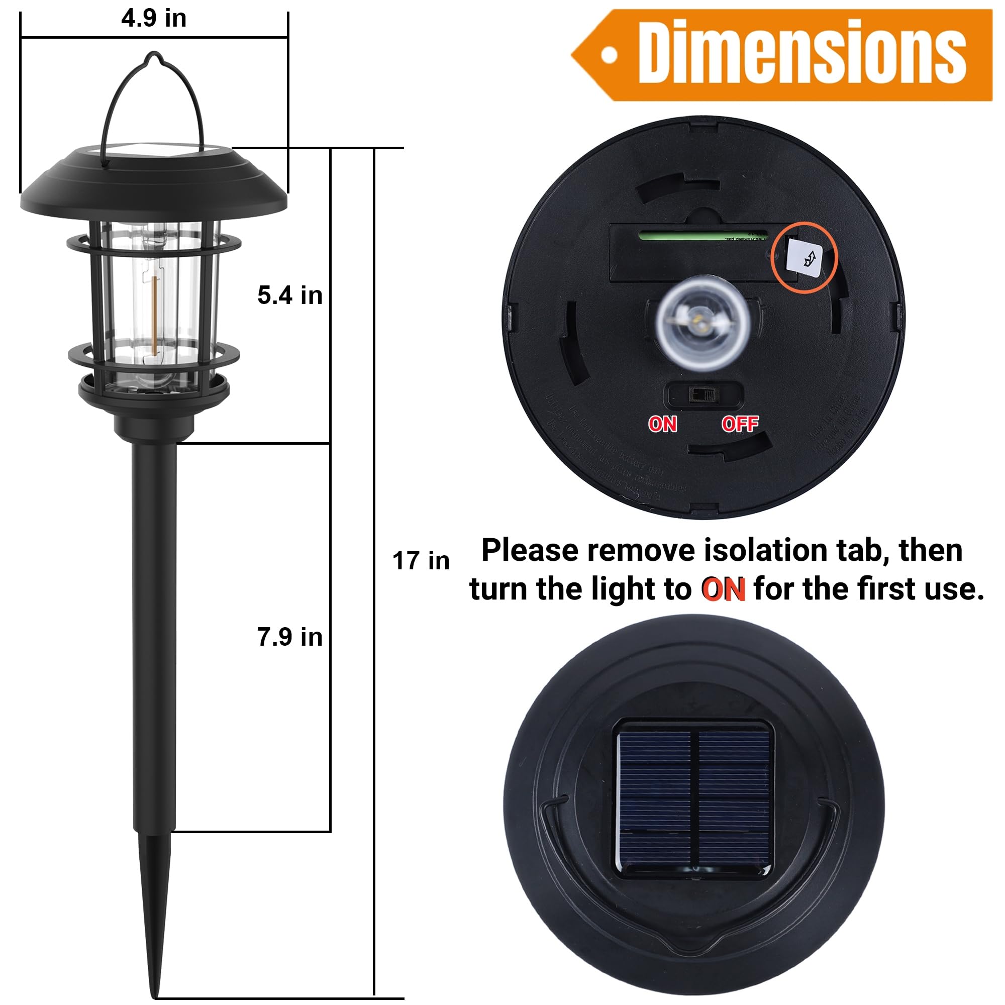 Dynaming 6 Pack Dual Use Solar Path Lights Outdoor, Hanging Lantern Solar Garden Lights With Edison Bulb, Landscape Lighting, Wa