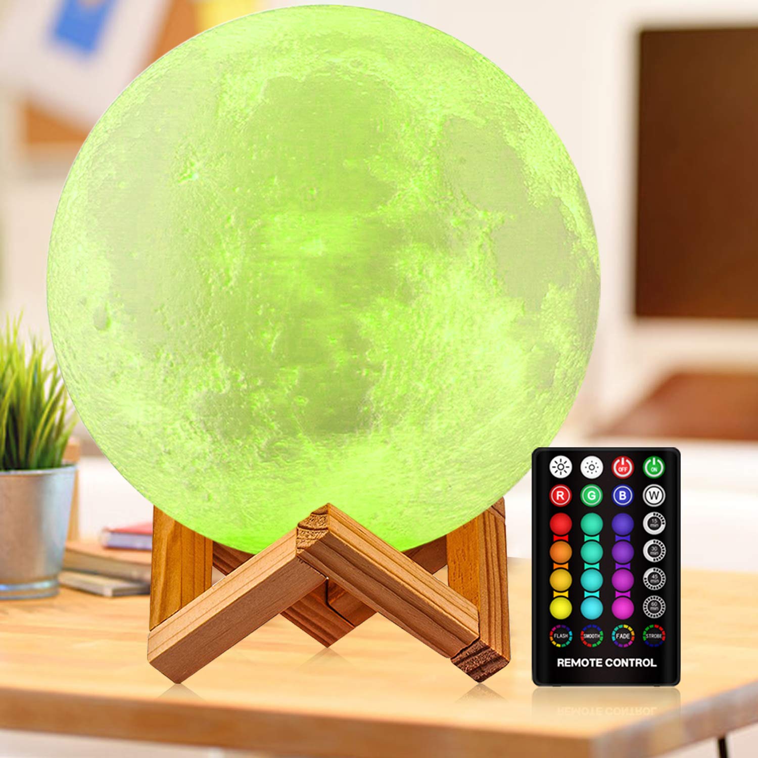 DTOETKD Moon Lamp Large 9.6 inch, 3D Printing Night Light 16 Colors Moon Light Lamp with Stand and Remote, Rome Decor Birthday G