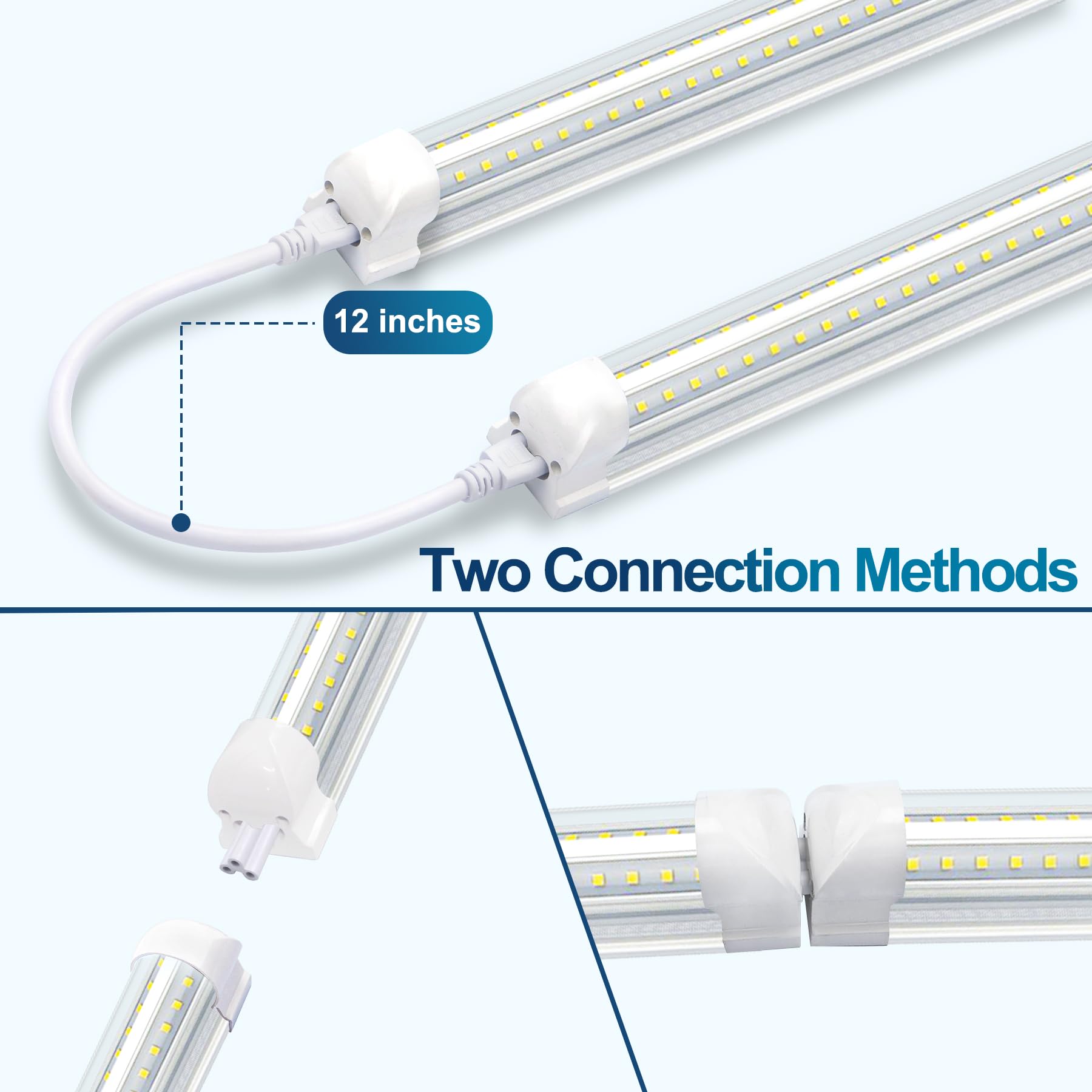 Szskying (25 Pack 8Ft Led Shop Lights,T8 Led Bulbs Daylight White,72W 7200Lm 6500K,High Output Clear Cover,Integrated,8 Led Ligh