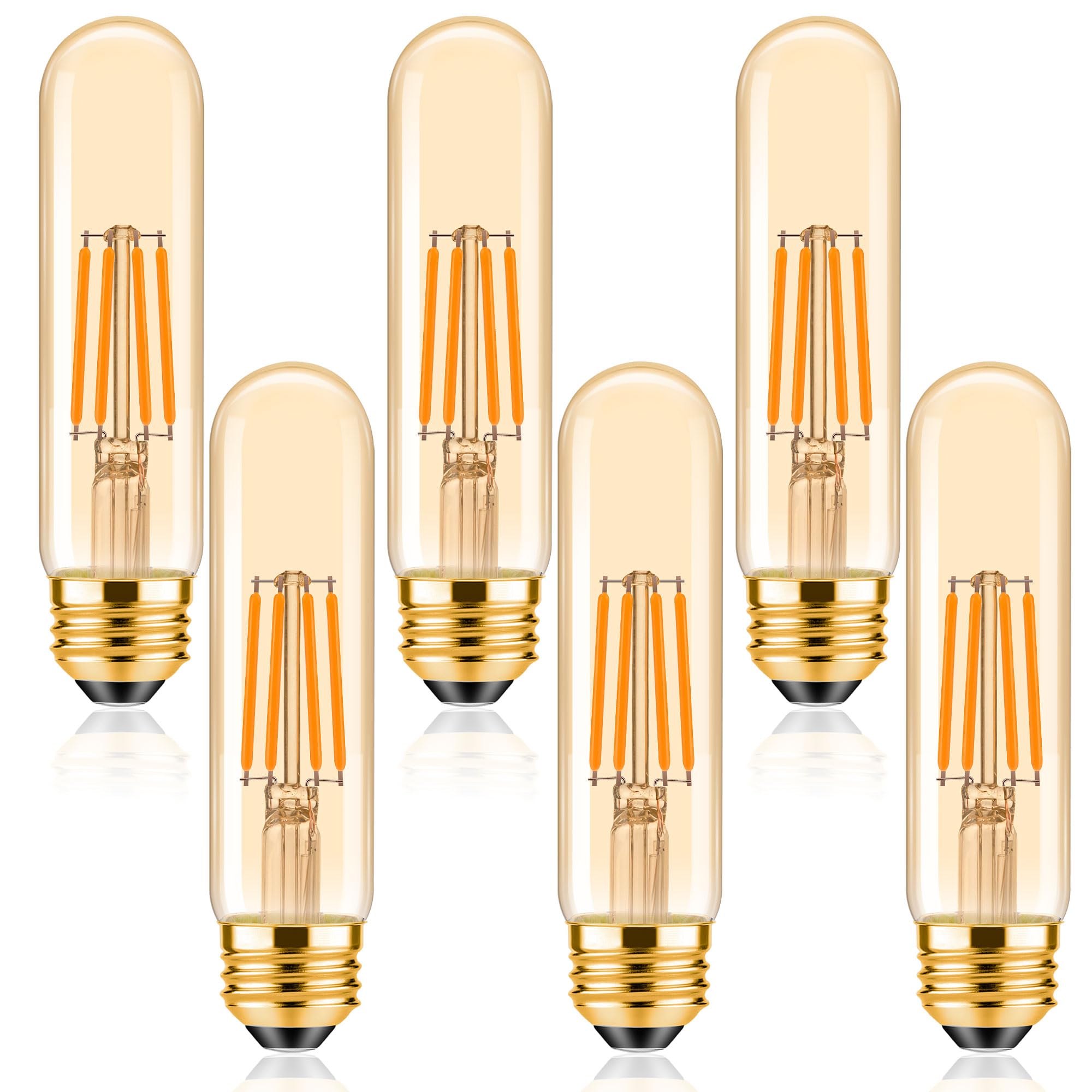 Tobegreat T30 Light Bulbs 4 Watt Equivalent 40W Bulb E26 Tubular Bulbs T10 Amber Led Bulb Warm White 2200K,Desk Lamp,Bedbroom Ba