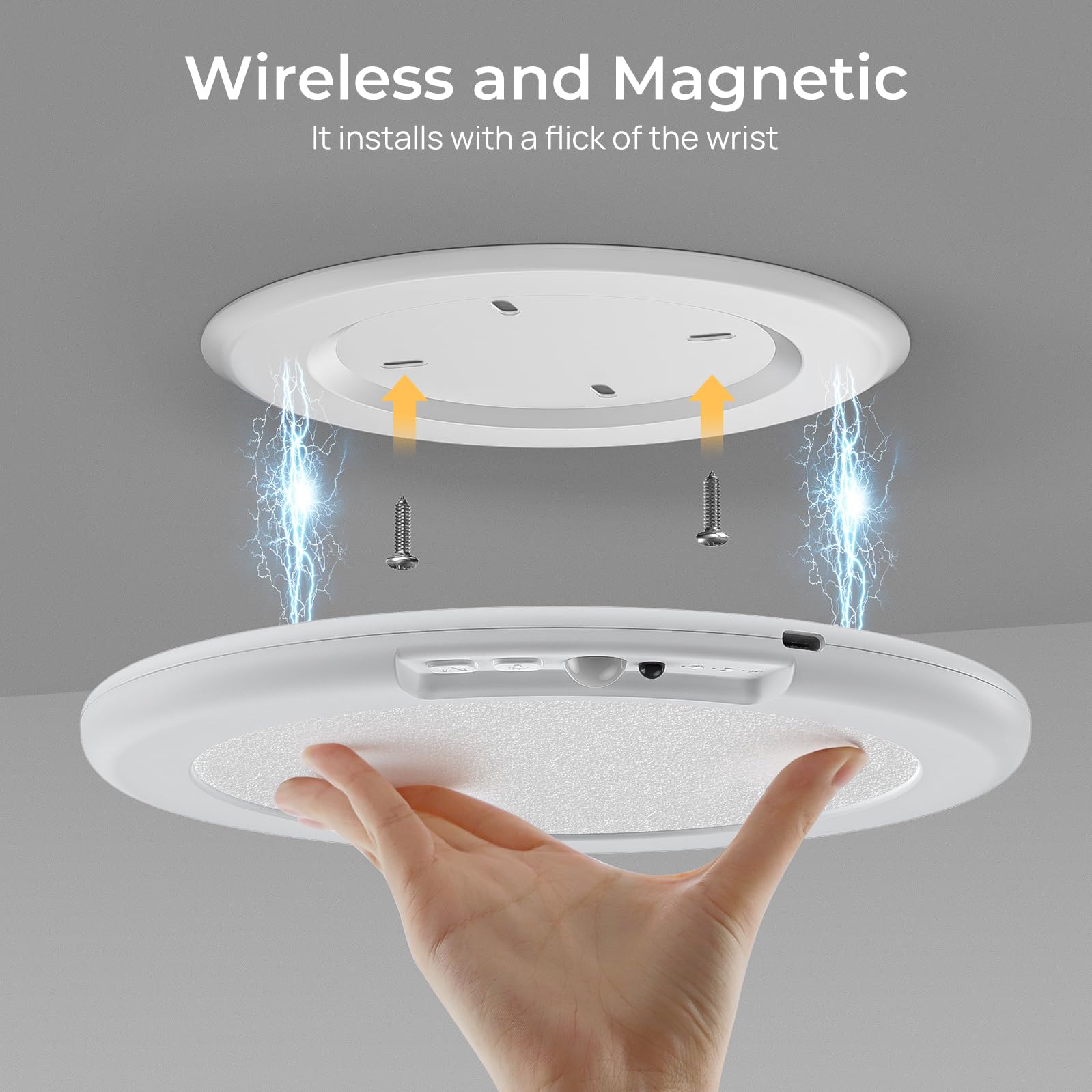 Huryee Magnetic Wireless Ceiling Lights, Battery Operated Ceiling Light Wiht Remote, Rechargeable Motion Sensor Closet Light For
