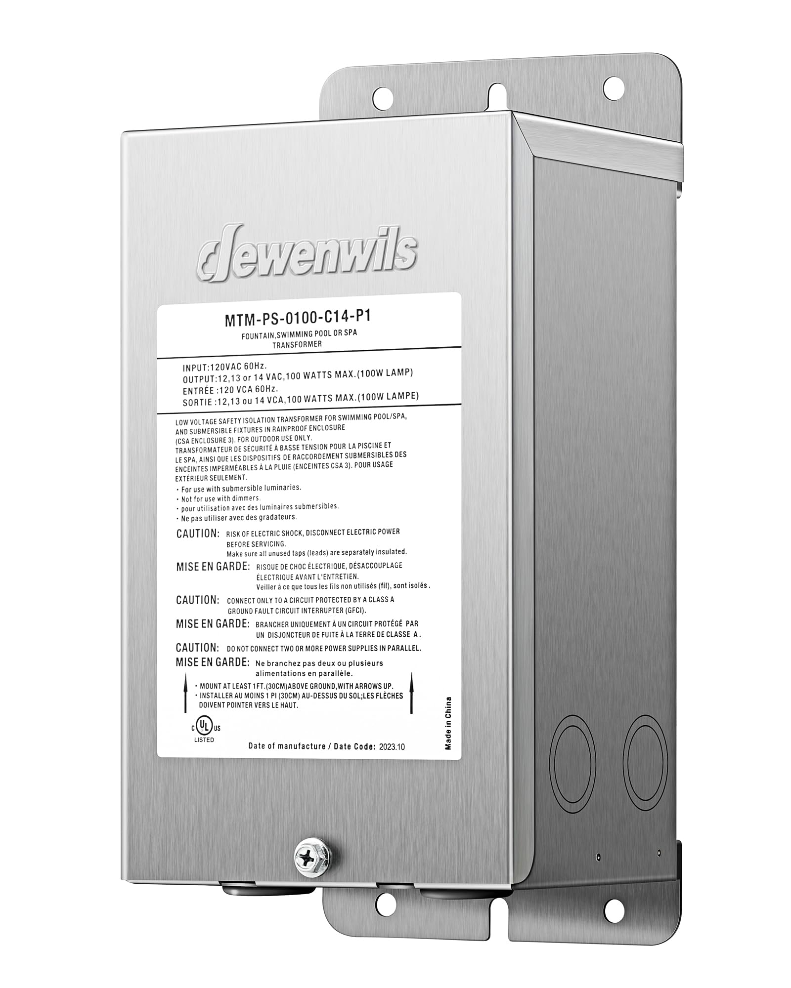 Dewenwils 100W Low Voltage Pool Light Transformer  120V Ac To 12V/13V/14V Ac  Multi-Tap Safety Transformer For Pool Lighting  Spa  Underwater Fountain Lights  Outdoor Landscape Lights