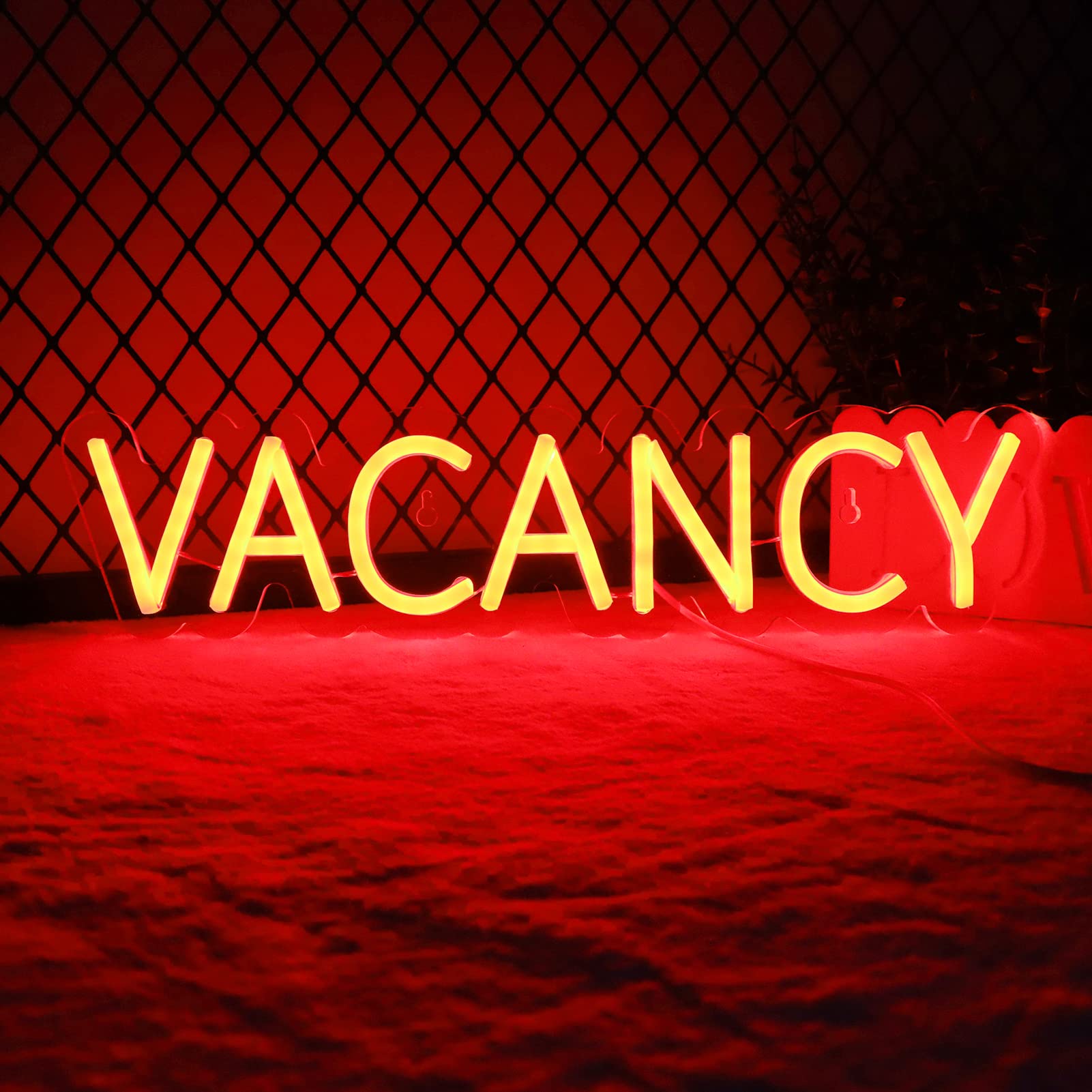 JFLLamp VACANCY Neon Sign for Wall Decor, 16x3.7 Inch, Plastic, Red, Model VACANCY-001, Suitable for Bedroom & Business Use
