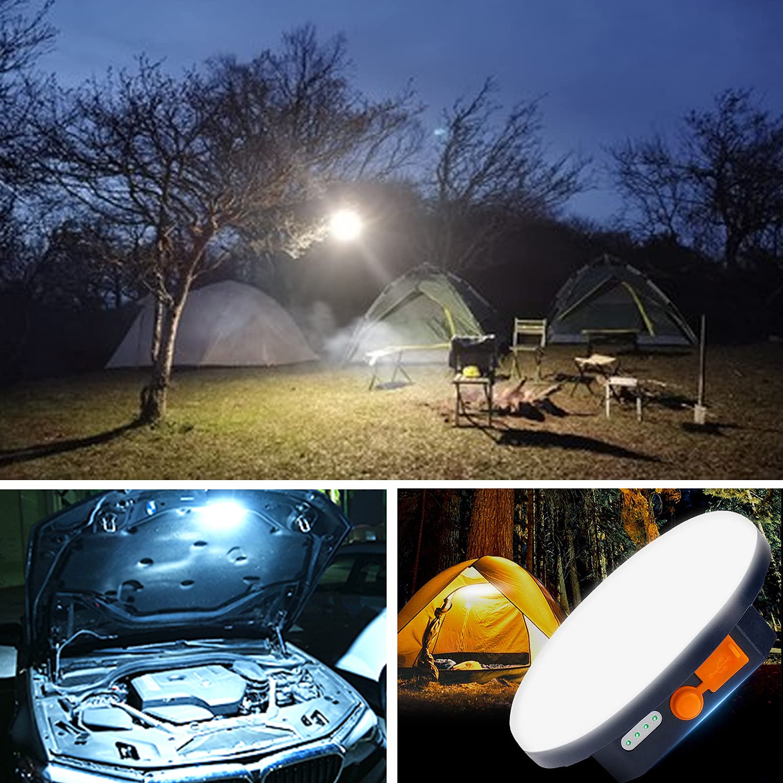 iodoo 2pcs 10000mAh Rechargeable Tent Light 3000LM 6500K Outdoor Emergency Light 24H Play Time Color: 30W