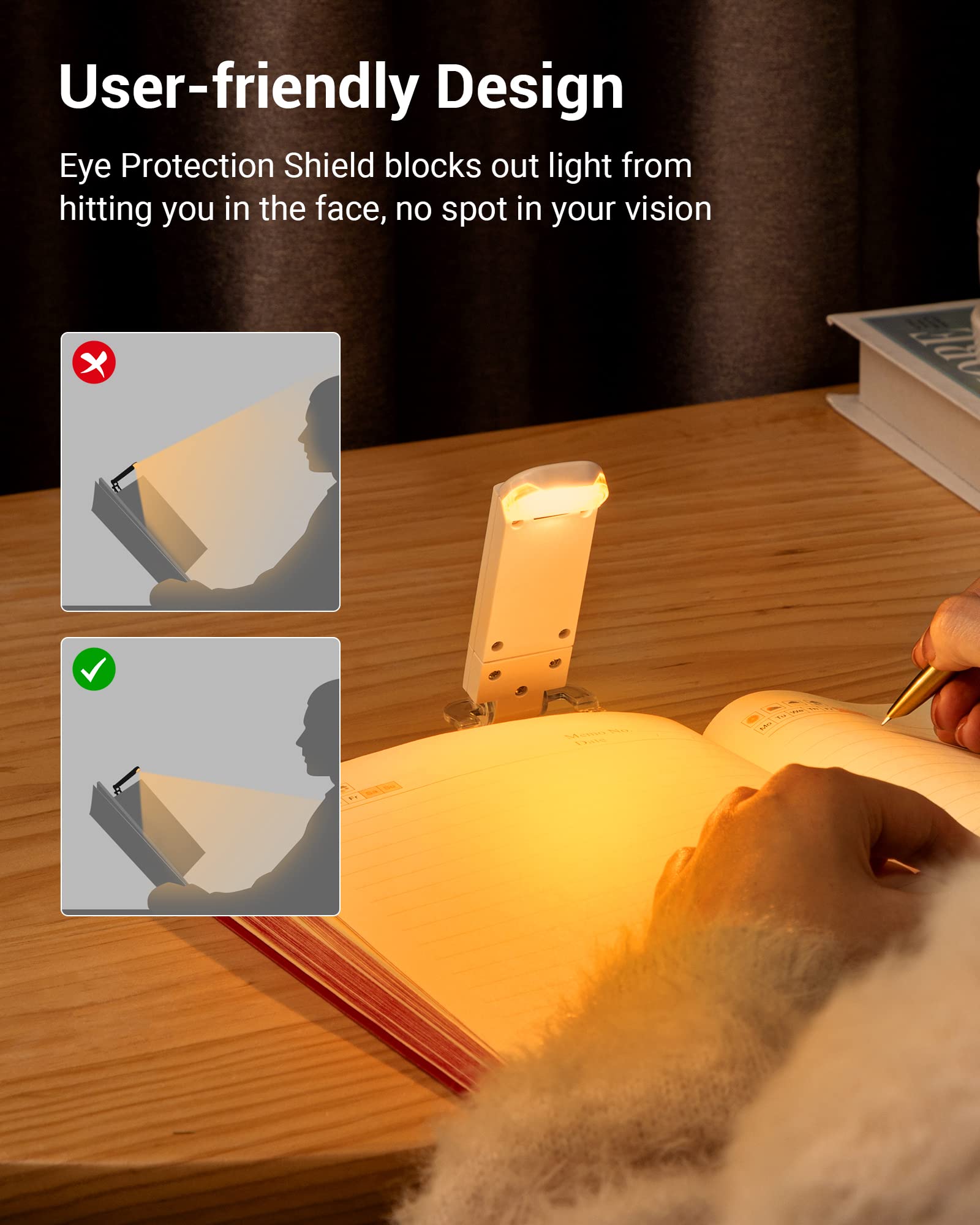 Dewenwils Book Reading Light, Amber Warm Clip On Led With 3 Adjustable Brightness For Eye Protection, Rechargeable Usb, Perfect