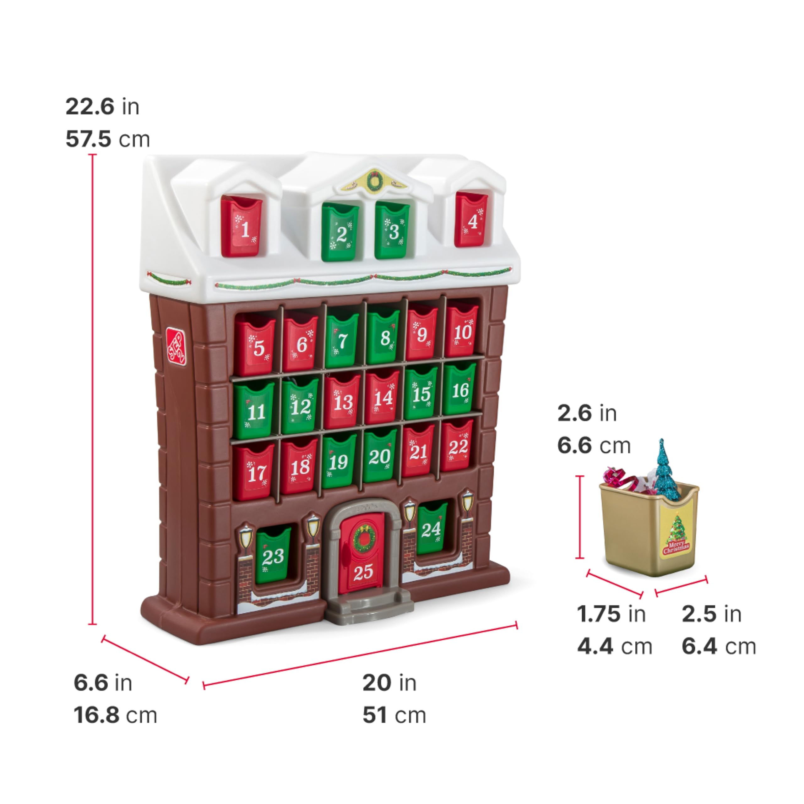 Step2 My First Advent Calendar - Interactive Christmas Toy with 25 Refillable Bins, Durable Plastic, Multicolor, for Toddlers 1.5+ Years Old