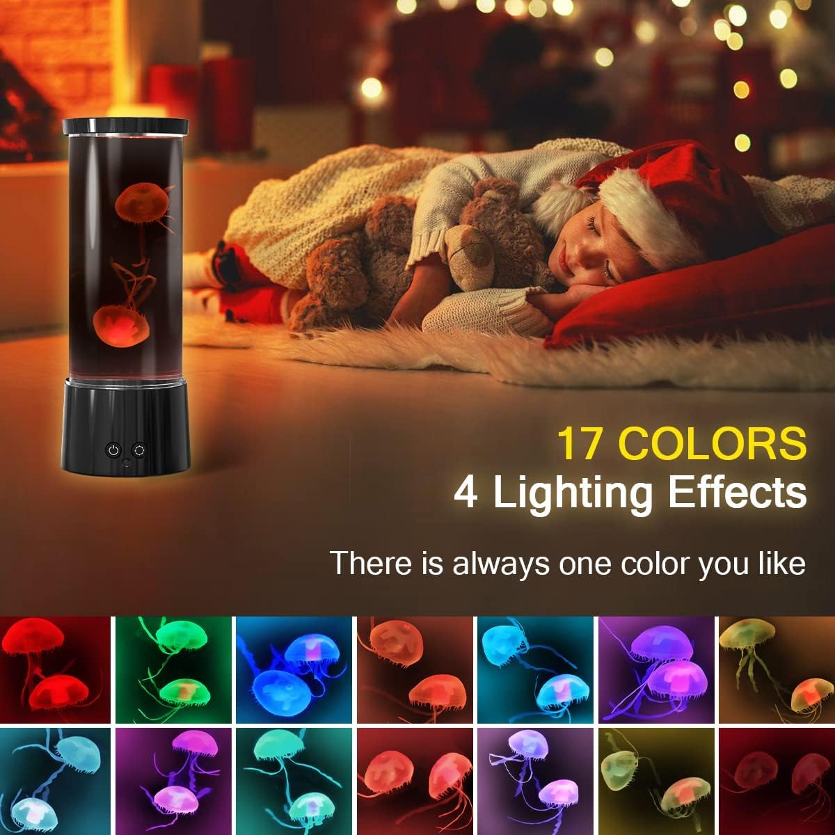 FBSPORT Jellyfish Lamp Night Light, 17 Color Changing with Remote Control, White, Model MRD-D2