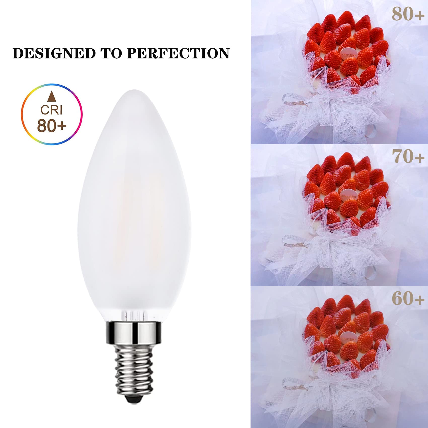 Shuwdkar Frosted Led Candelabra Bulbs E12 Led Bulbs 25Watt Equivalent, 2W Dimmable B11 Vintage Chandelier Light Bulbs Warm White