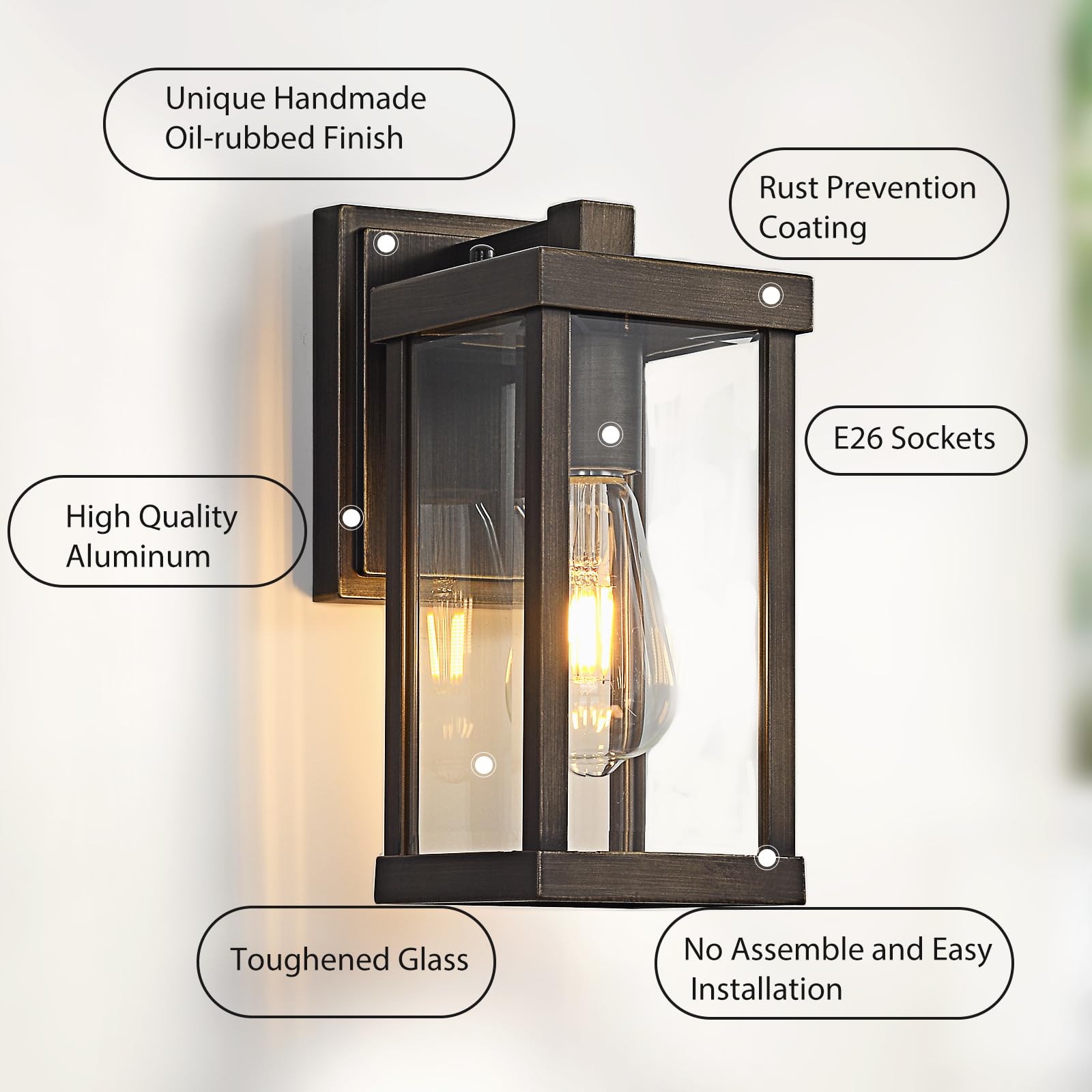 Jokaonotl Golde Brown Outdoor Wall Lights For House 11''H Outside Light Waterproof Exterior Fixtures Wall Mount For Garage, Porch, Patio, Front Door