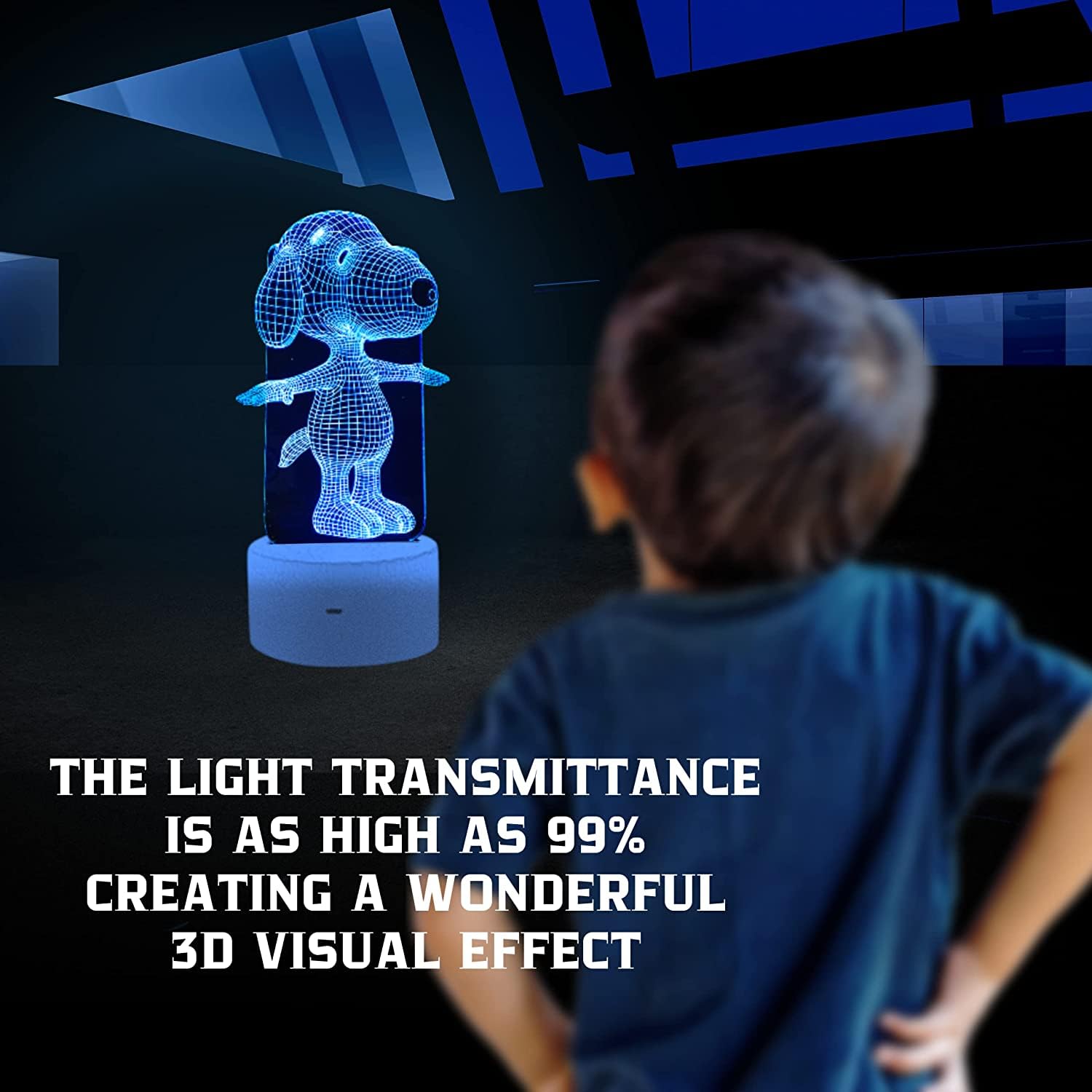 Yarrd Dog Animal 3D Lamp Night Light Touch Table Desk Lamps 7 Color Changing Lights With Acrylic Flat & Abs Base & Usb Charger &