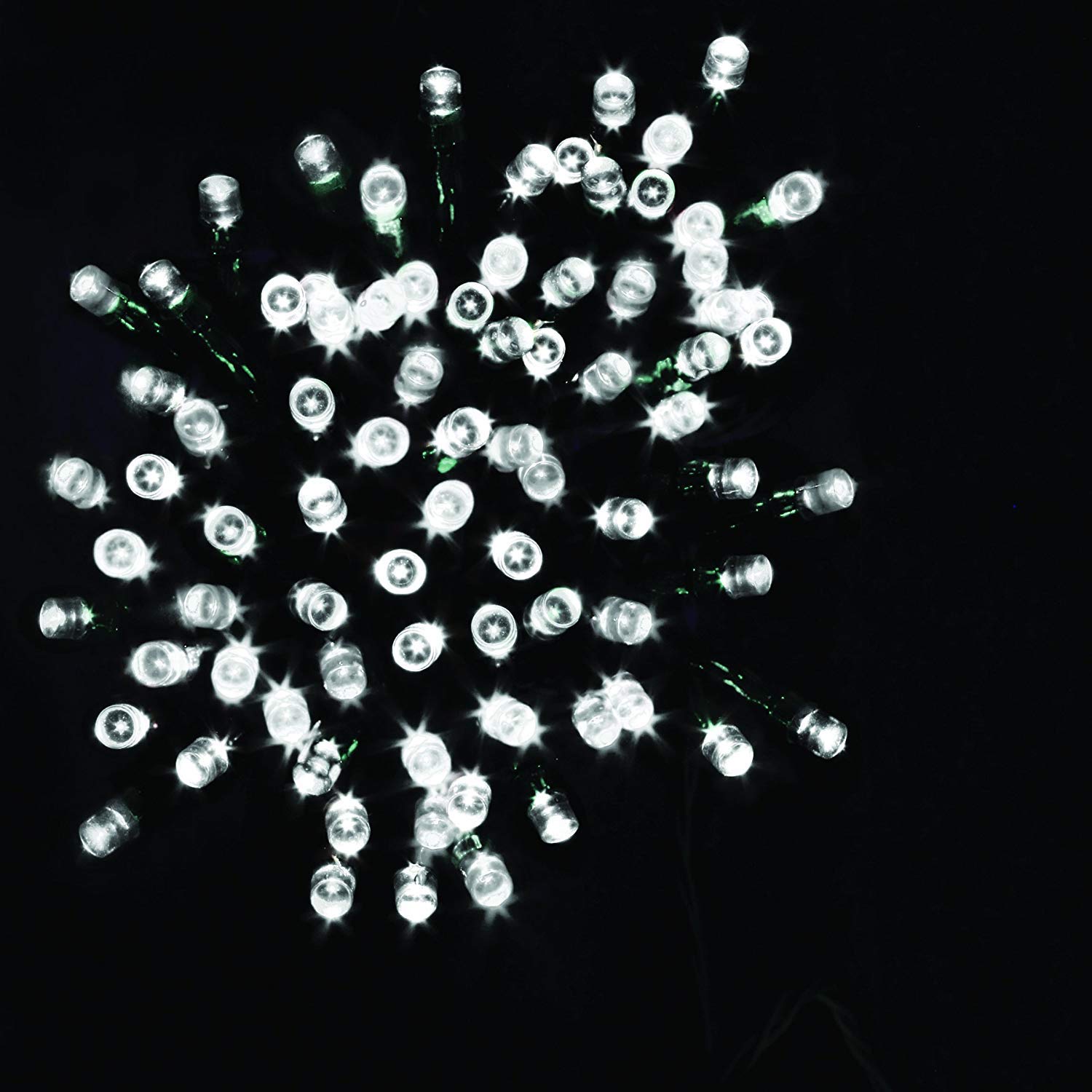 Festive Christmas String Lights, LED, Battery Operated, Timer, 200 Bulbs, White, 1 Count, Model P019134