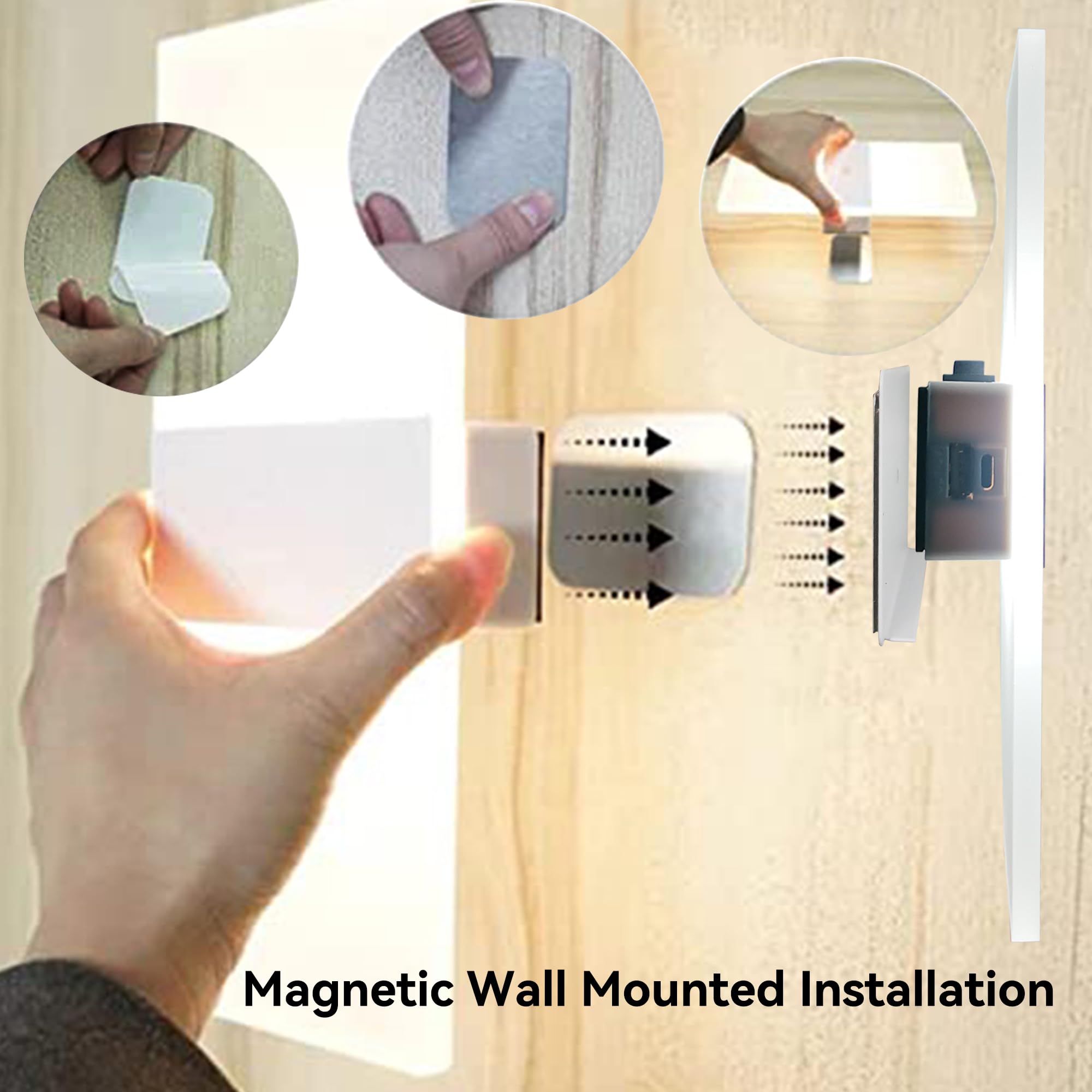 Felrelwel Modern Wall Sconces,Rechargeable Usb Battery Operated,2 Pcs Acrylic Led Wall Lamp For Living Room Bedroom Hallway,Three Level Light Adjustment,Bedside Lights,Touch Control Switch White Light
