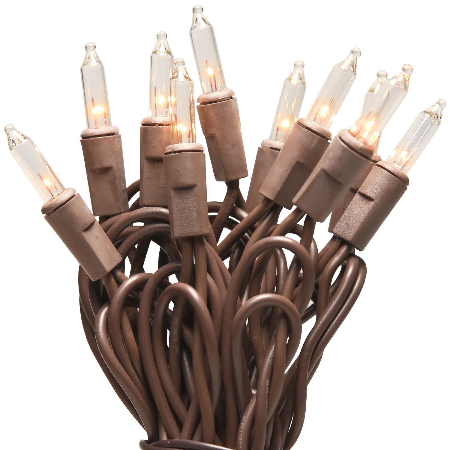 LIDORE Super Bright Clear Mini Christmas Tree String Lights, Gift for Decoration, 8FT 10 Count Bulbs with Brown Cord, UL Listed Indoor Outdoor Lighting for Holiday (Brown Cable)
