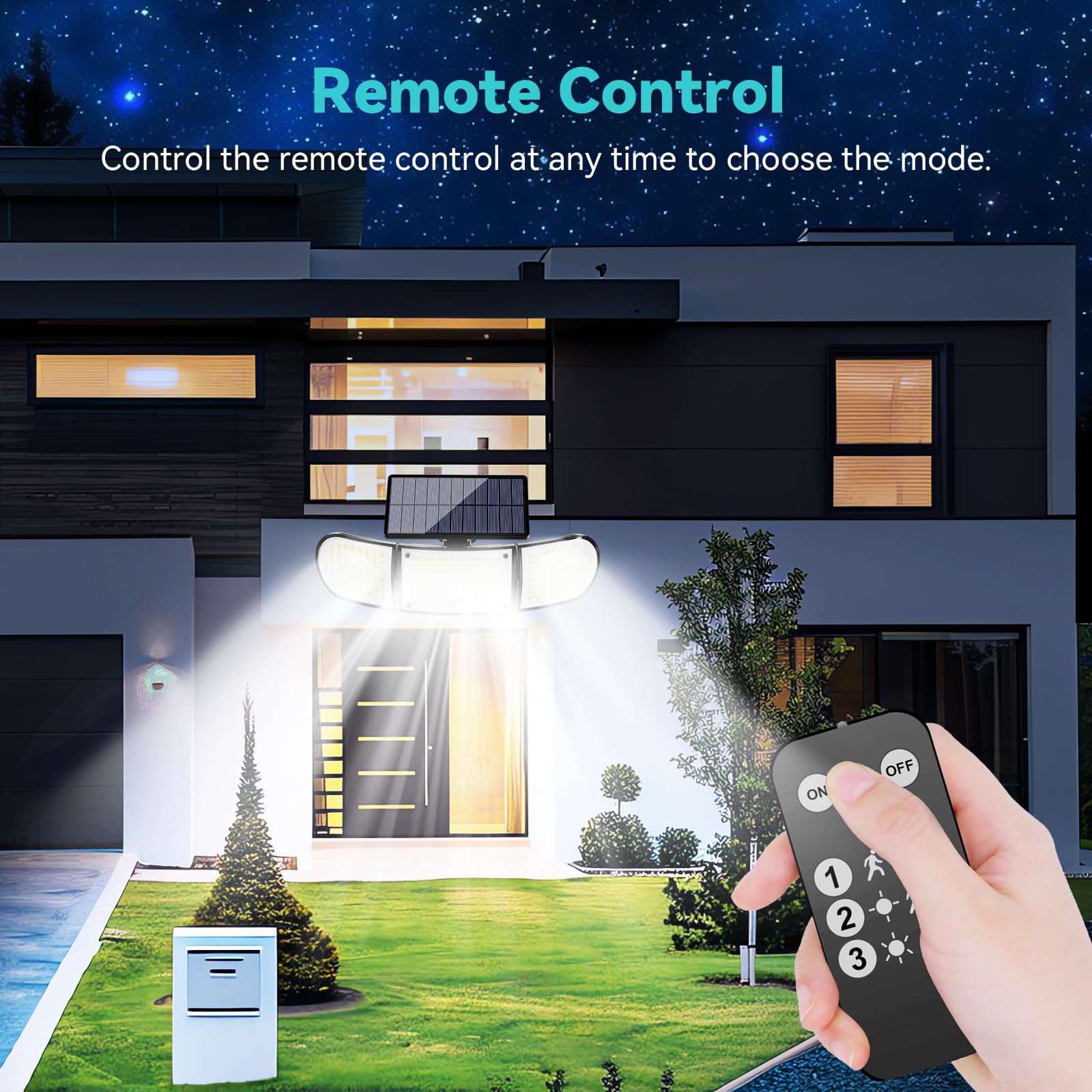 IYGR Solar Outdoor Lights, 3000LM 218 LED Motion Sensor Lights with Remote Control, IP65 Waterproof,270 Wide Angle Flood Wall Li
