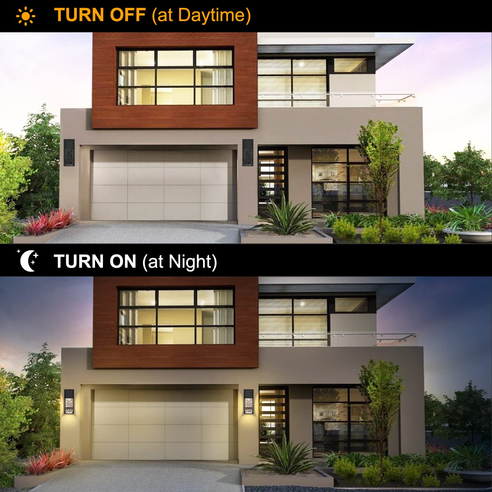 Partphoner Led Dusk To Dawn Outdoor Light Fixture Exterior Wall Sconces Porch Light 2 Pack Outside Wall Lights With Crystal Bubb