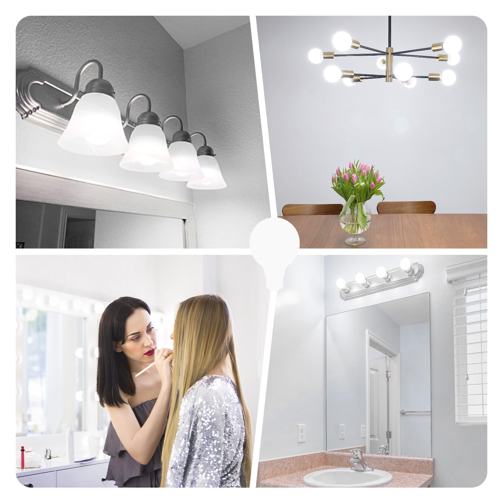 Shinestar 4-Pack Vanity Light Bulbs  60W Equivalent  5000K Daylight  G25 Led Globe Light Bulbs For Bathroom  E26 Medium Base  Non-Dimmable