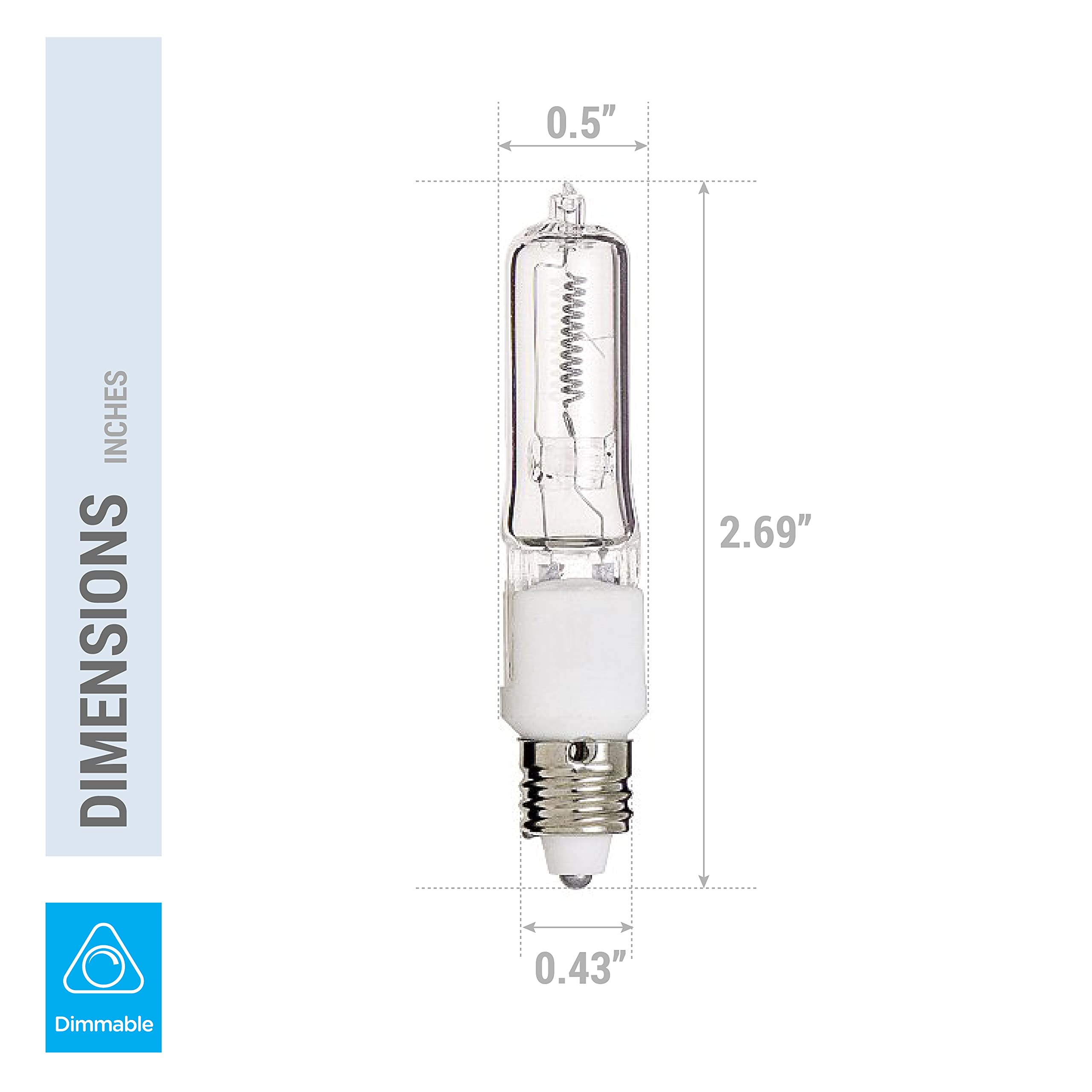 Kor (Pack Of 10) Q50Cl/Mc - 50 Watt Jd T4 E11 Mini Candelabra Base 120V Clear Light Bulbs