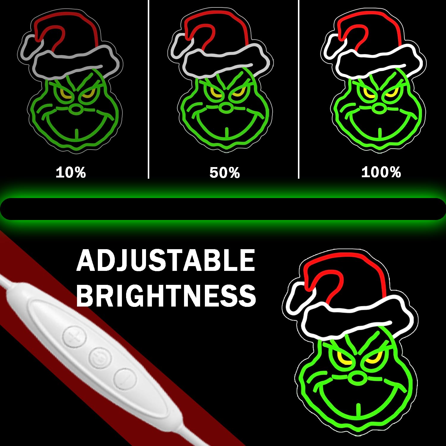 Lulkod Christmas Neon Sign, Dimmable LED Wall Decor, 10.8inx14.7in, Red White Green