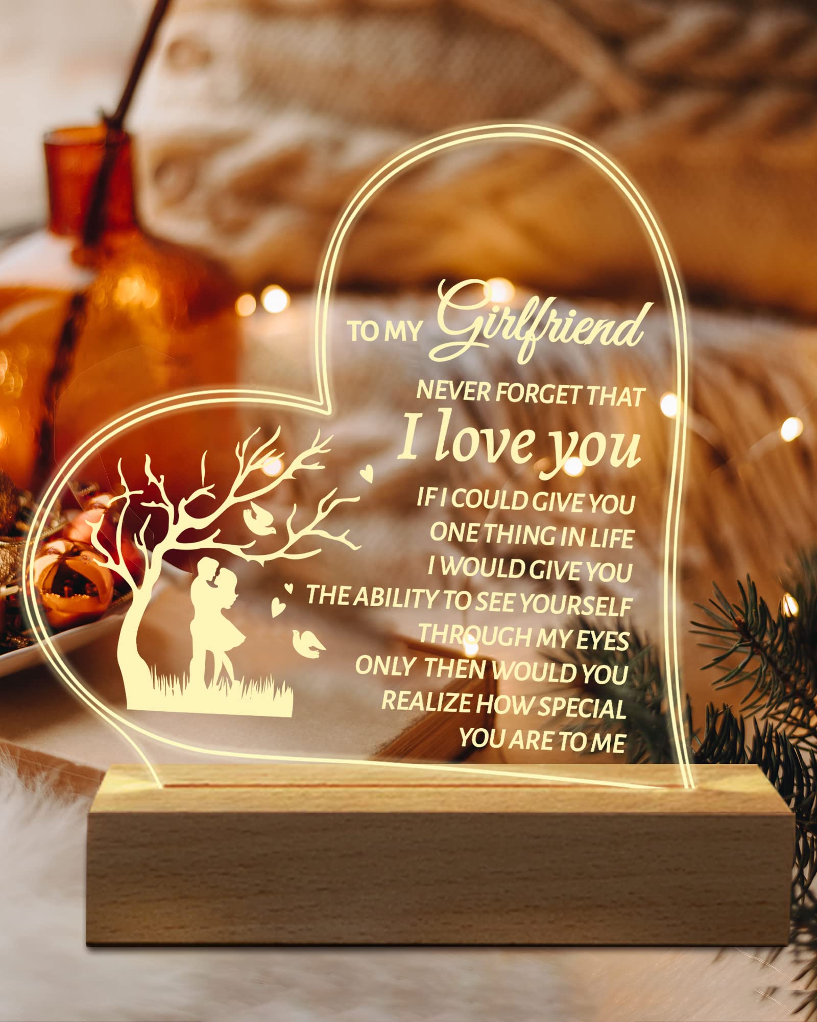 Hiipeenow Acrylic Engraved Night Light For Girlfriend - Perfect Birthday & Anniversary Gift