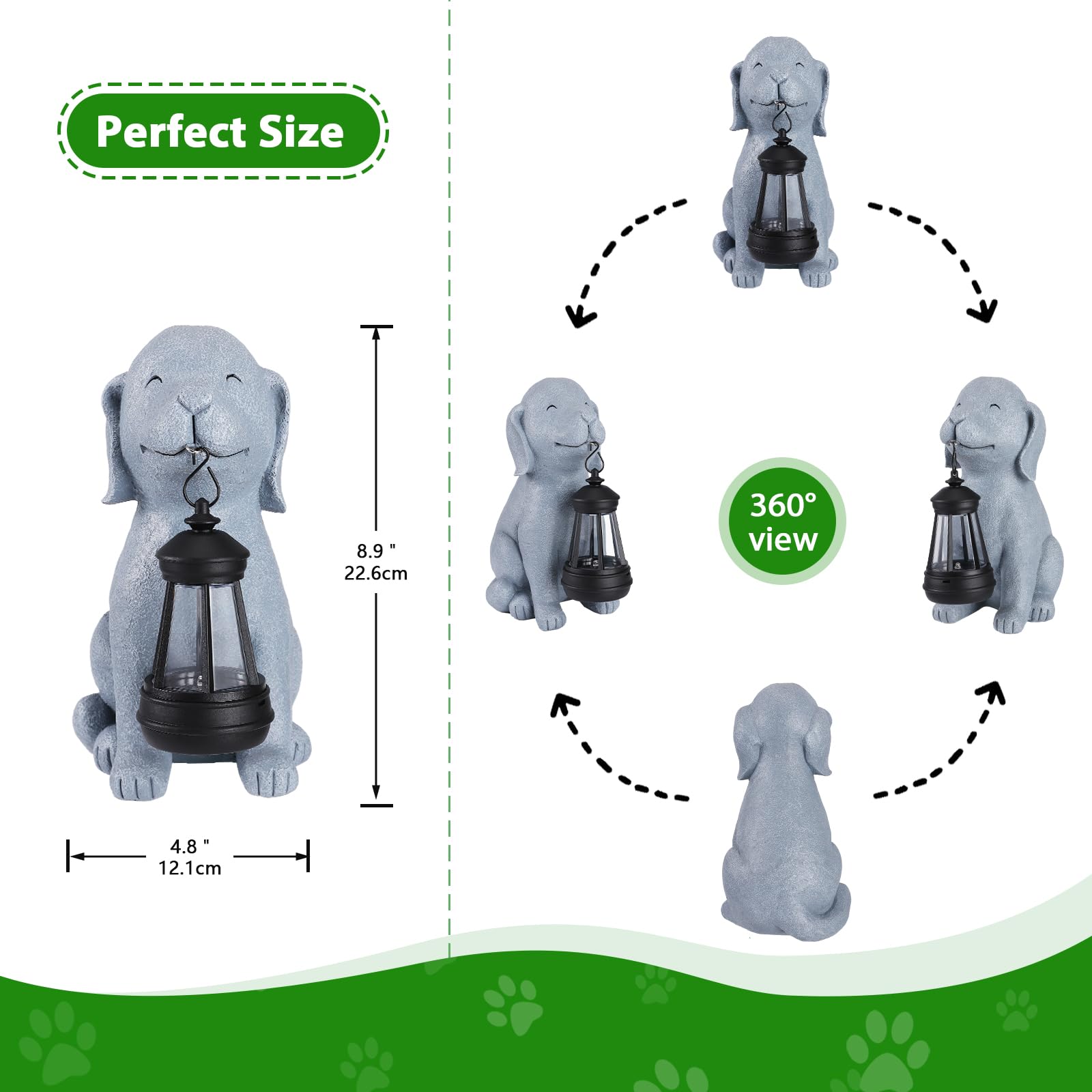 Solar Dog Statues For Garden Decorations, Solar Garden Gifts Statues For Patio, Balcony, Yard Ornament, Unique House Warming Garden Gifts Figurine Lights, Garden Gifts For Women, Mom