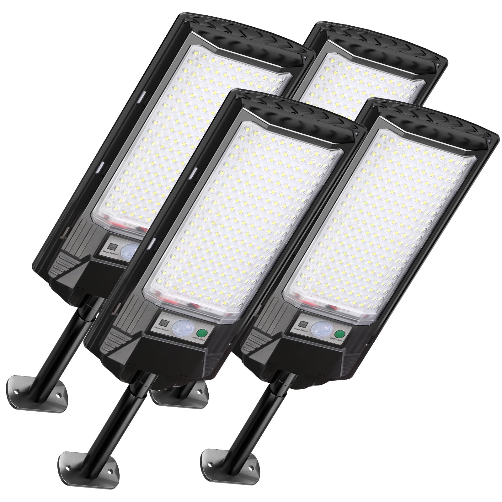 Eontim Solar Street Light  4 Pack Wide-Angle Led Solar Flood Light With Motion Sensor  Waterproof Solar Powered Outdoor Security Lighting For Yard  Driveway  Barn