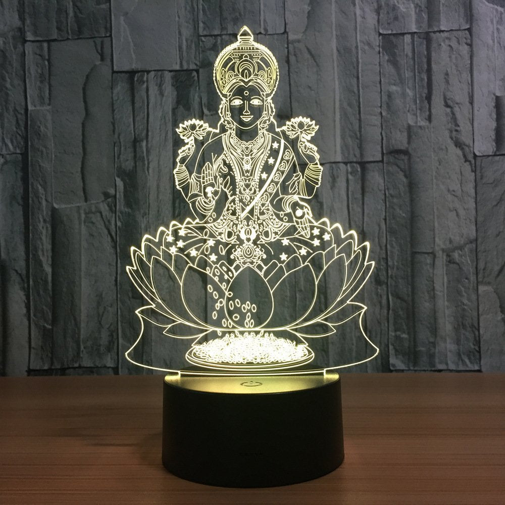 YTDZLTD 3D Buddha Statue Night Light with 16 Colors, USB Power, Remote Control, Touch Switch, Clear, Model 665752141793