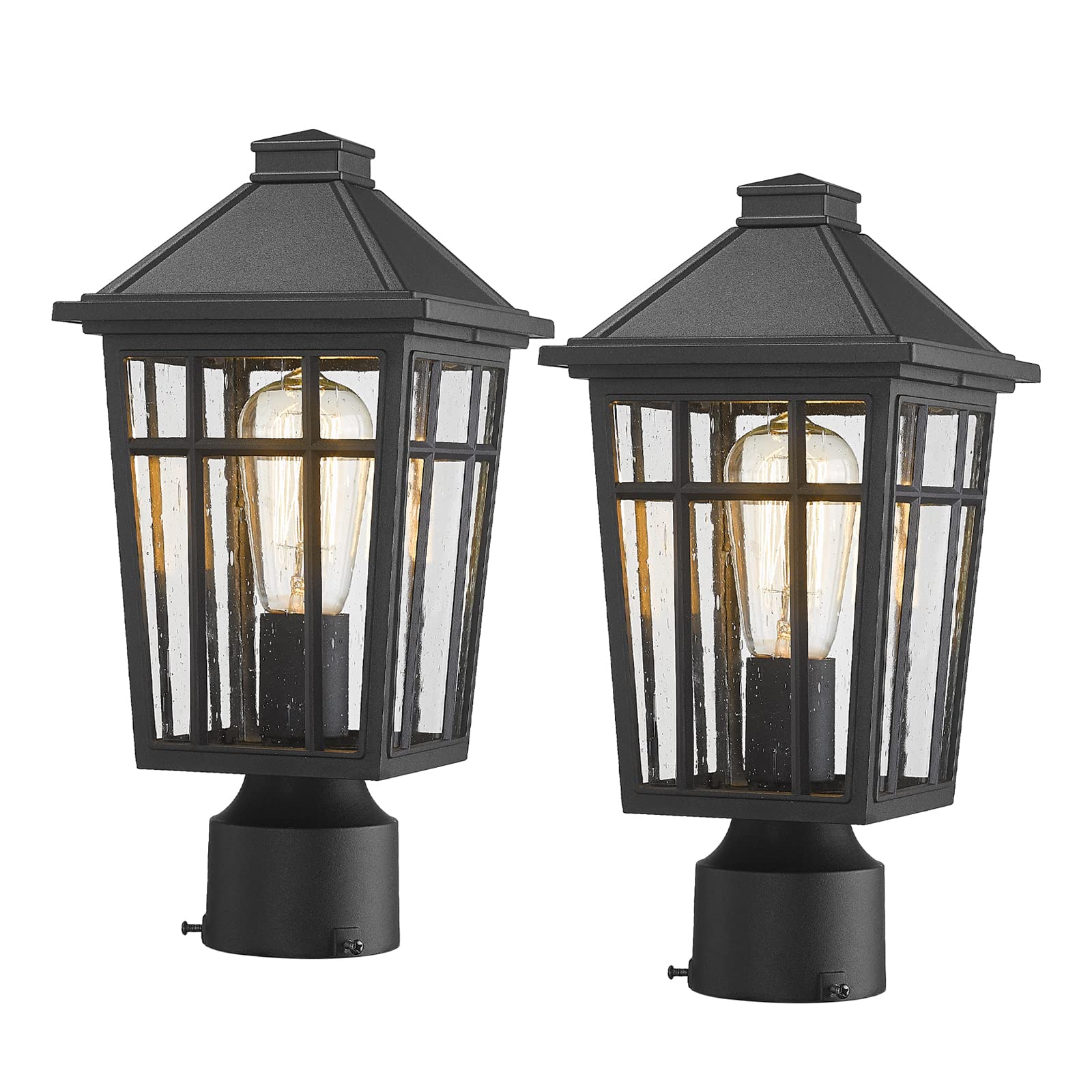Darkaway Waterproof Aluminum Outdoor Post Lights, 2 Pack Black Garden & Patio Fixture
