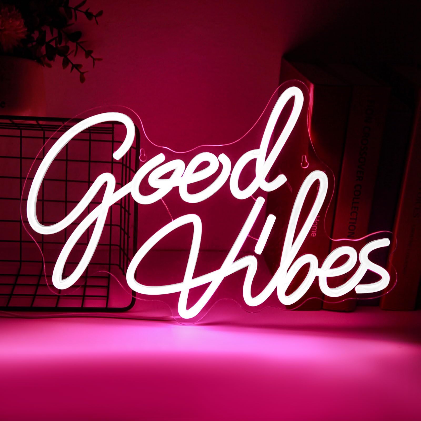 Gevbay Neon Sign LED Wall Decor Light, Pink Acrylic, Model GC-2401023-2, USB Powered, Reusable for Bedroom or Party