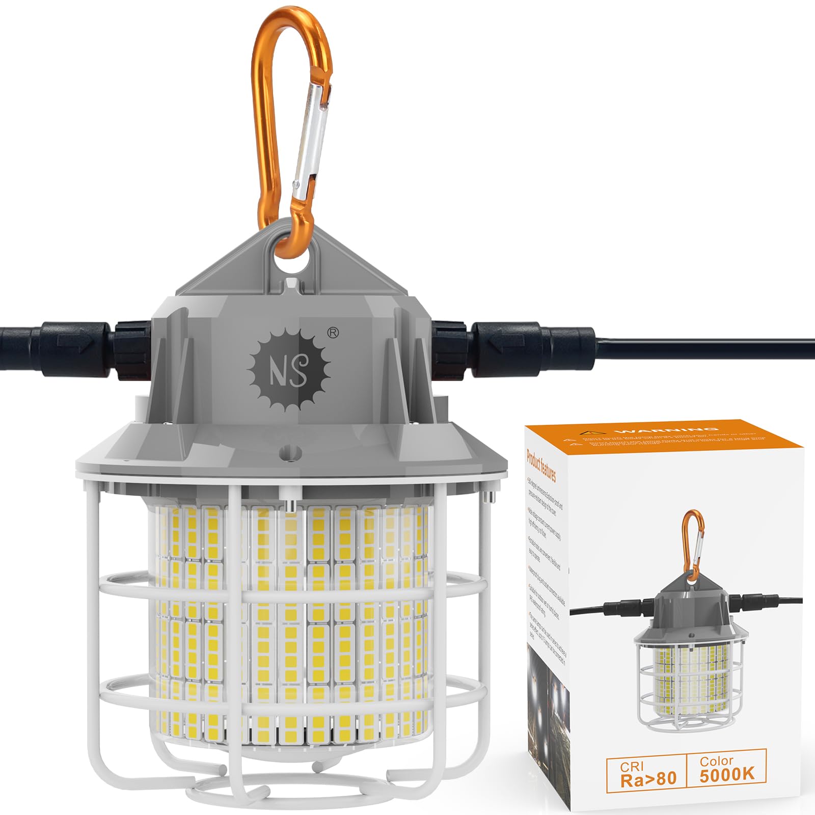 NS Heavy-Duty Linkable LED Work Light, 8700LM, 13ft Cord, Indoor/Outdoor, Gray, Model TWL55W-01-C