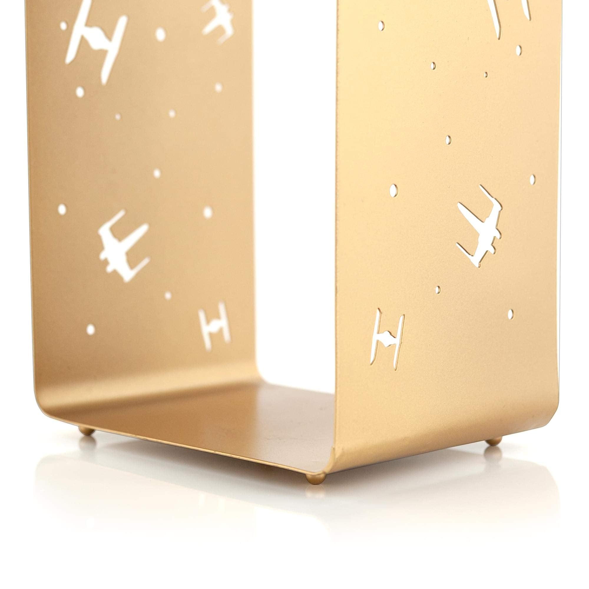 Star Wars Stamped Iron Lantern | Gold Die Cut X-Wing & Tie Fighter Battle | Indoor & Outdoor Use | 11.5 Inches Tall