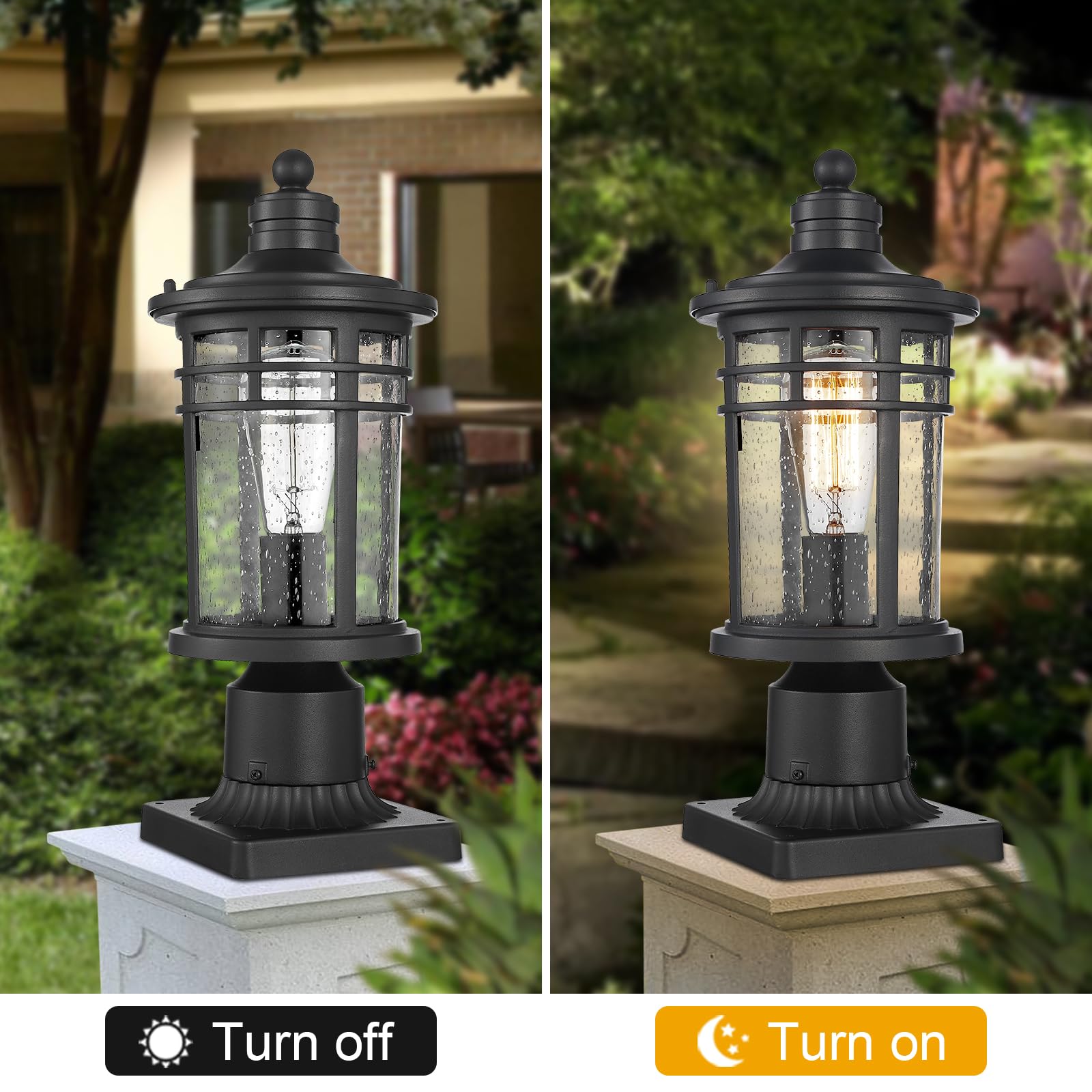 Darkaway Outdoor Post Lights, Waterproof Aluminum Lamp Posts, 2 Pack, Medium, Black, Model 6X20P-2PK BK