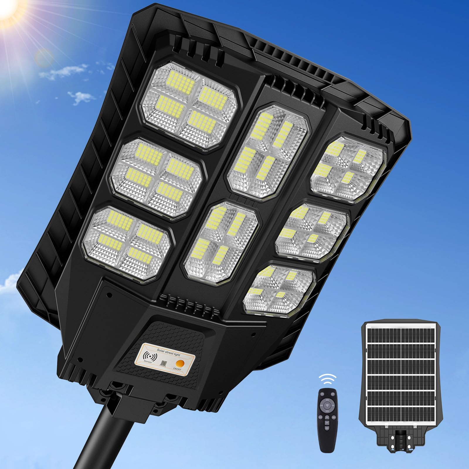 Tonree 3600W Solar Street Lights Outdoor, Lightweight Solar Powered LED Flood Light Outside, Long Lasting Battery Dusk to Dawn, 