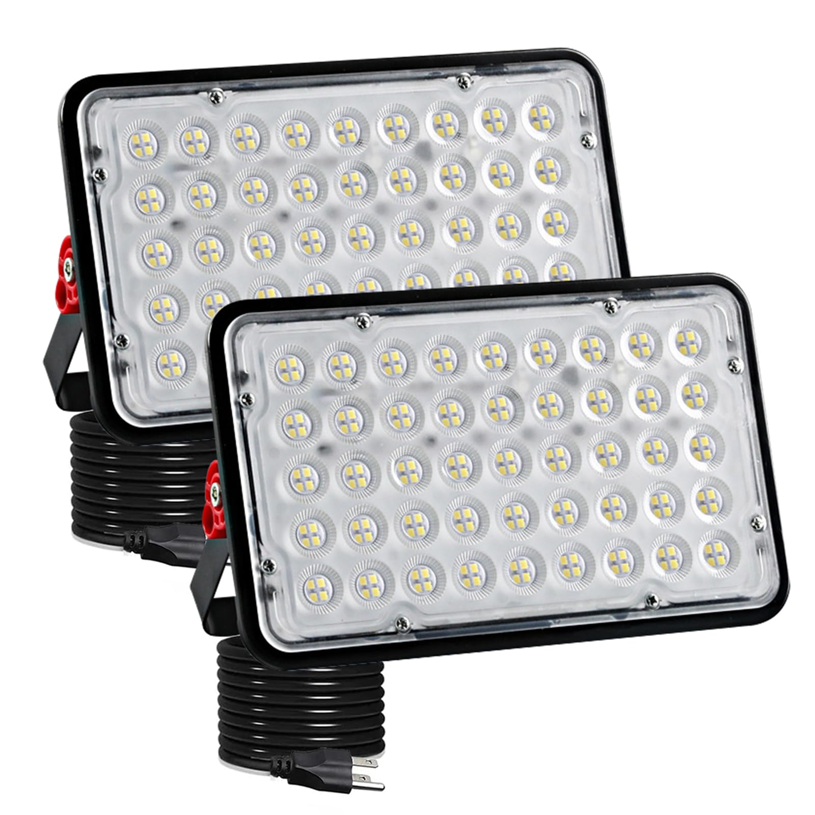 Indmird 2 Pack 100W Led Outdoor Flood Lights - Black, Plug-In For Yard, Garden, Stadium