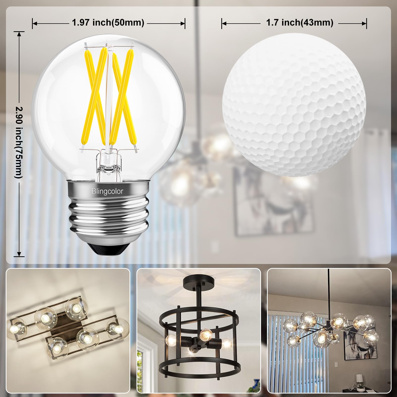 6 Pack G16.5 Led Bulbs 60W, 6W Dimmable G16.5 Globe E26 Led Light Bulb, E26 Led Bulbs 60 Watt Equivalent, Neutral White 4000K Sm