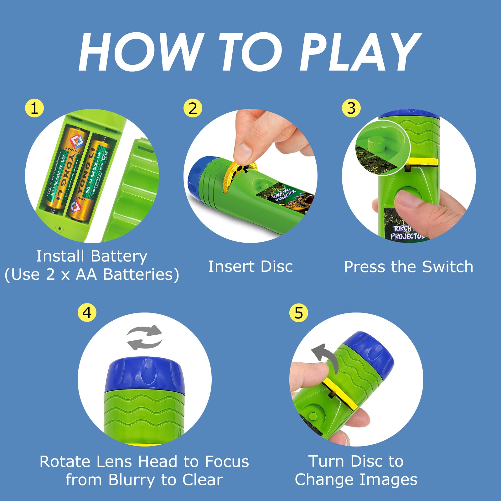 Pup Go Dinosaur Kids Flashlight Projector Torch With 3 Discs 24 Images, Cool Flashlight Projector Light For Toddlers, Dinosaur Toy For Kids Age 3-7 Year Old Boys Girls