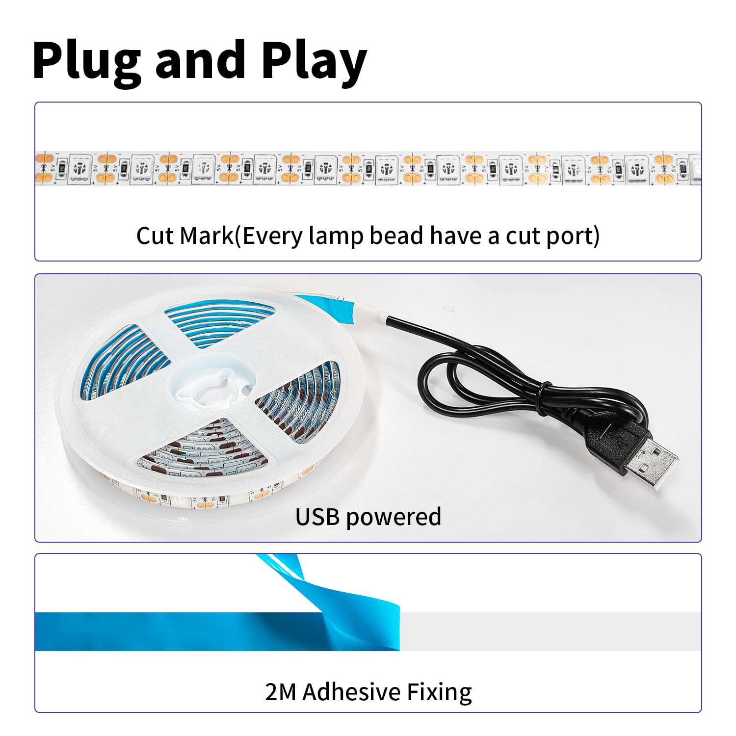 Inextstation Uv Black Led Light Strip Usb, 2M/6.6Ft 5V Smd5050 Leds 395Nm-405Nm Blacklight Strip For Fluorescent, 3D Print Curin