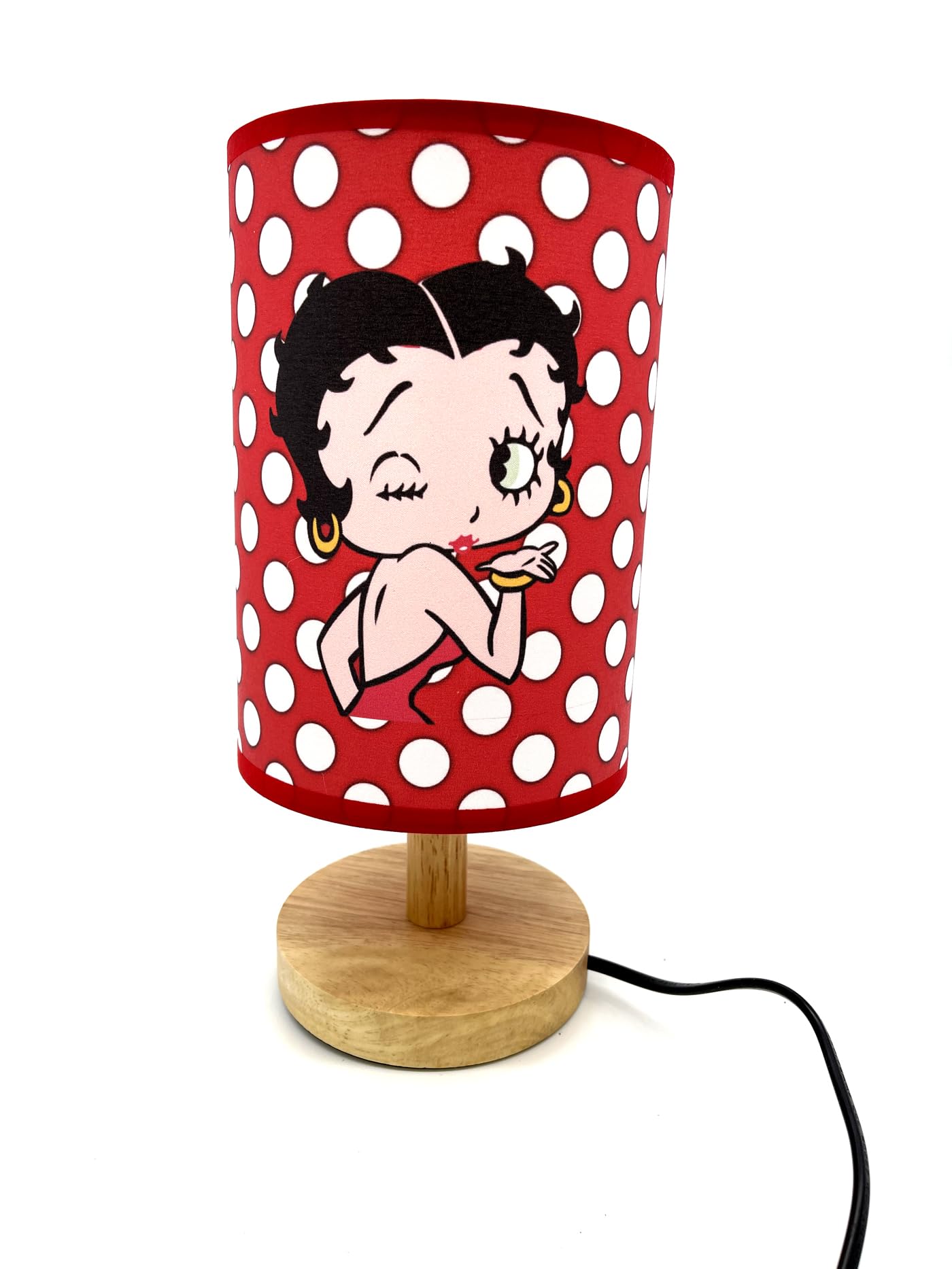 EDECOR Table Lamp Gamety Polka Dot Bedside Night Light Wood Base Room Decoration or Great Gift Ideas  TL-001