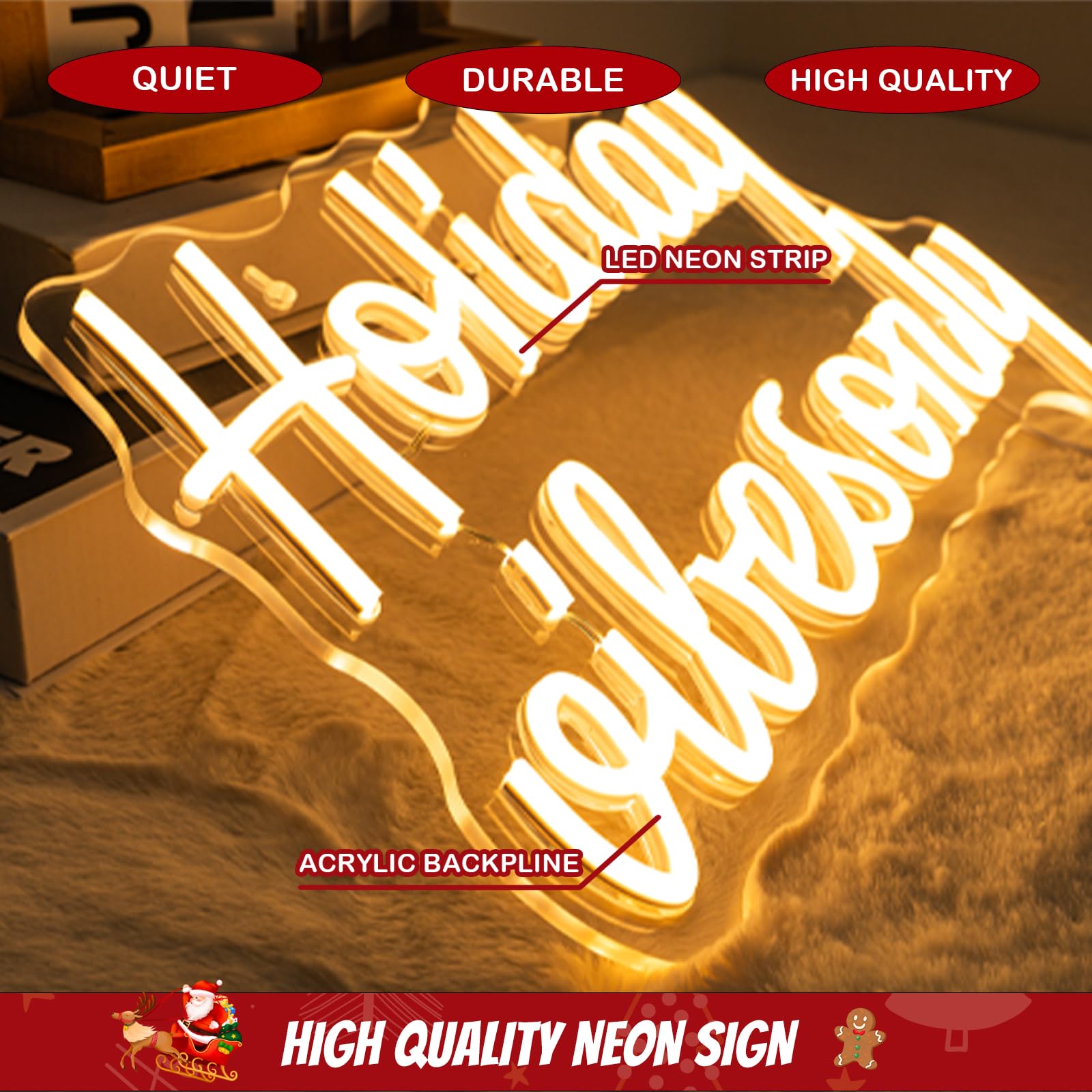 Dreamfort Christmas Neon Sign Holiday Vibes Only Neon Sign Festive Led Wall Decor For Christmas  Seasonal Parties & Winter Home Decor Cheerful Holiday Design