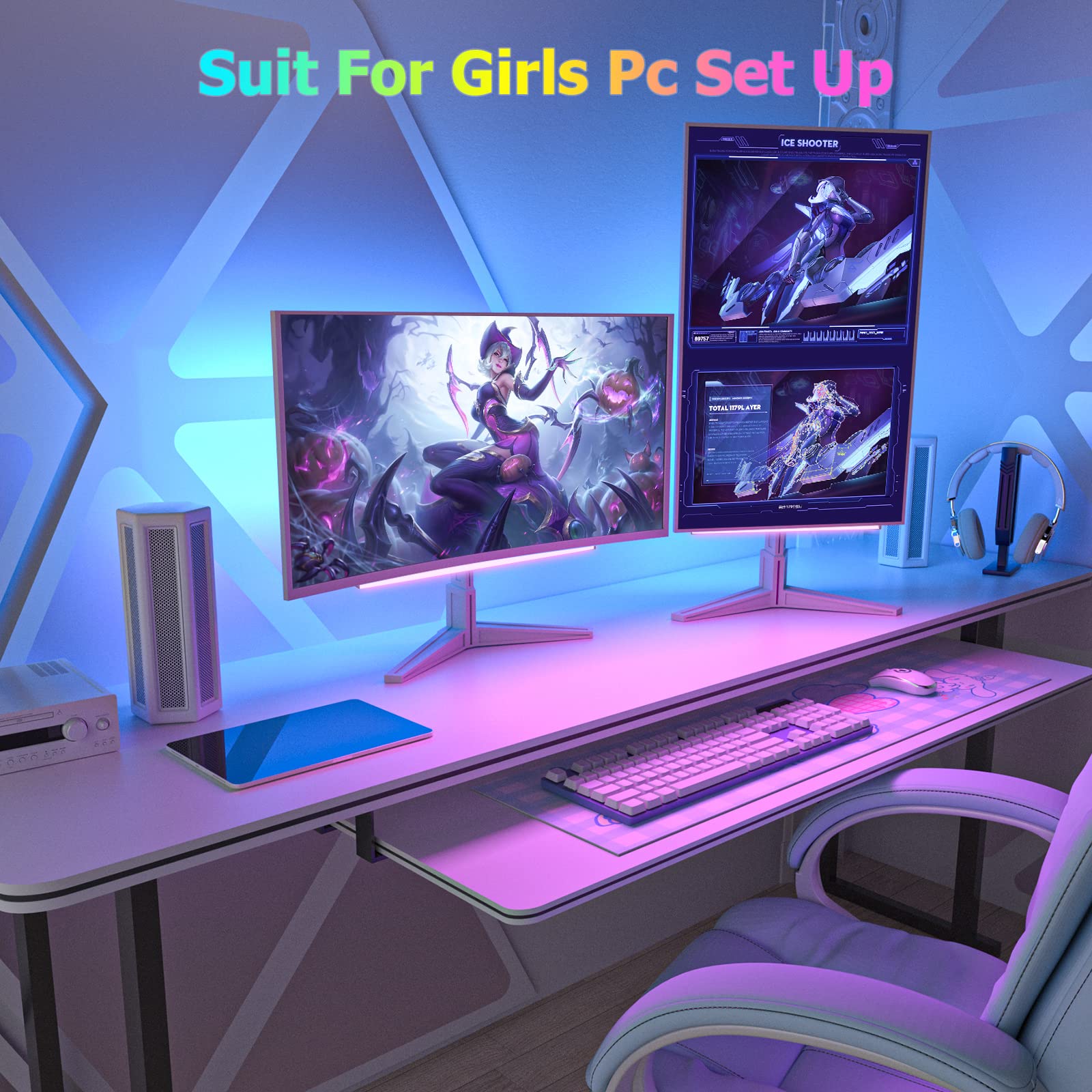 ABCidy 2-in-1 Under Monitor Light Bar, LED Screenbar Lamp with Remote, Color Changing, Acrylic, USB Powered, Dynamic Rainbow Effect