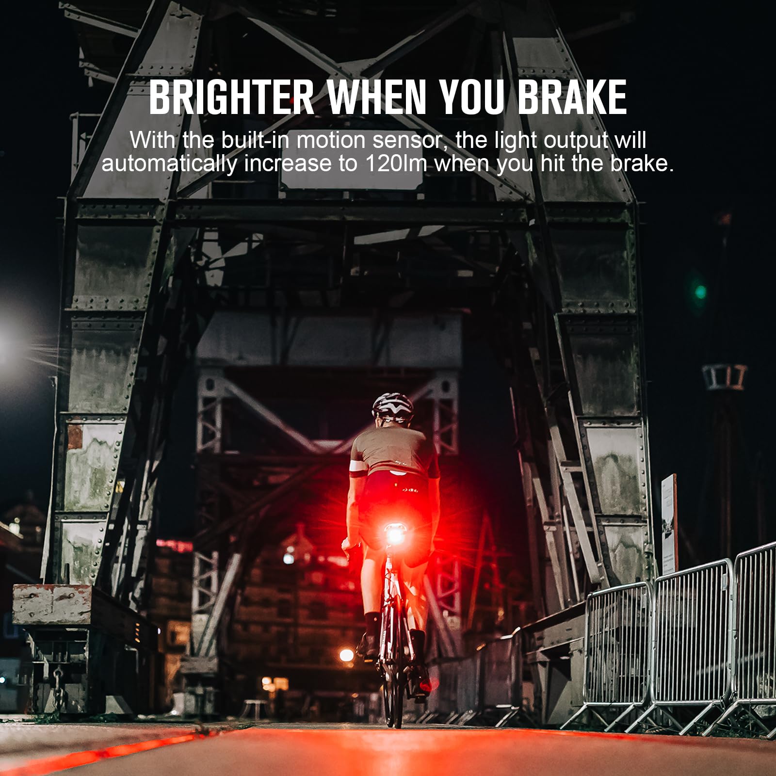 OLIGHT RN 120 C Bike Tail Light - 120 Lumens, 260° Visibility, Rechargeable, IPX6 Waterproof, Black, Model 300000-RN120-BK