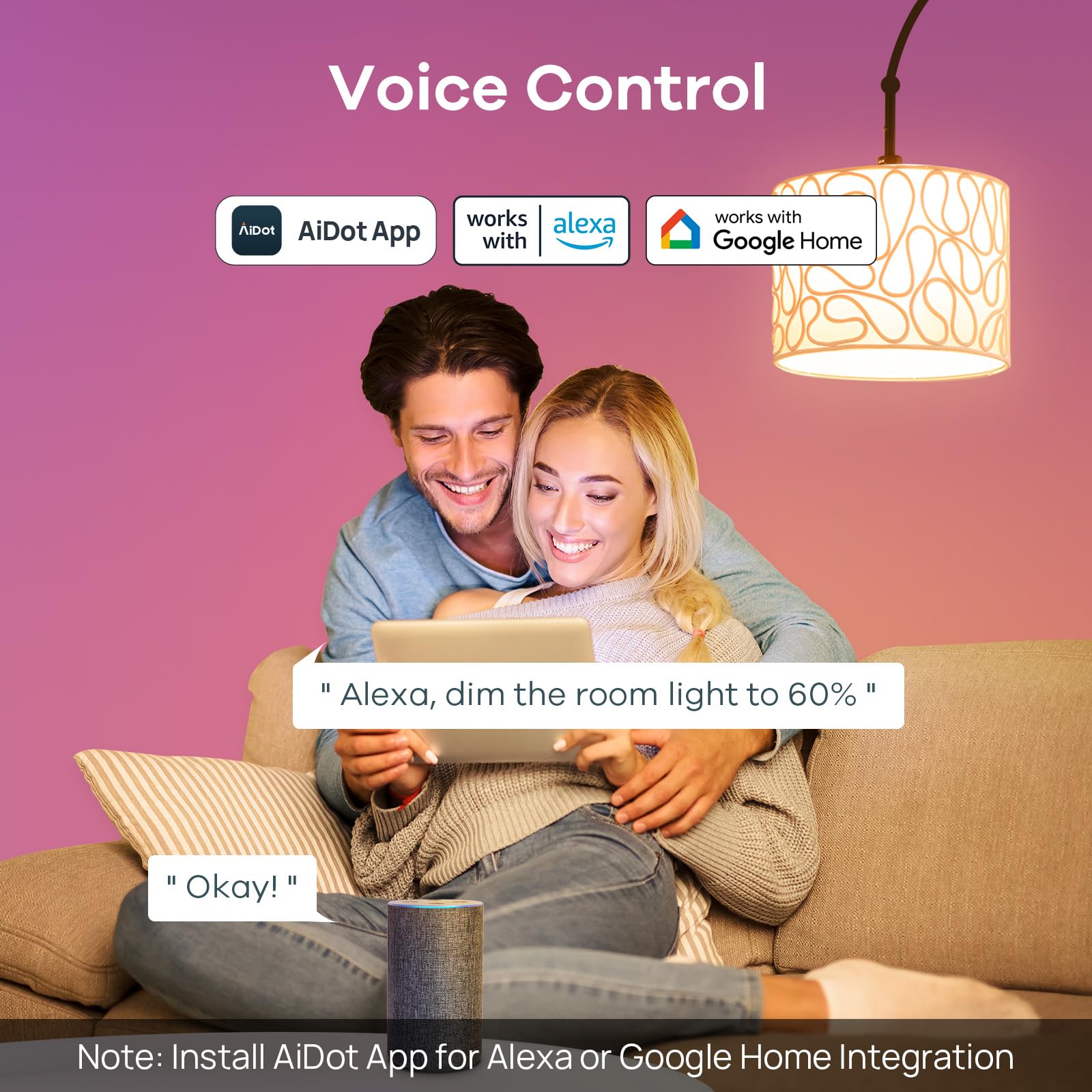 Linkind Wifi Smart Light Bulbs, Alexa Light Bulb Work With Alexa, Google Home, Rgbtw 16 Million Color Changing Light Bulbs Dimma