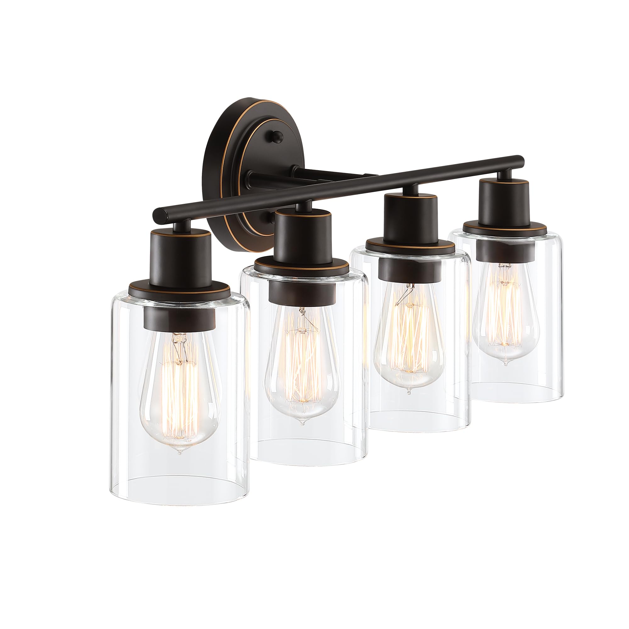 Faymart 4-Light Bathroom Light Fixture, Oil Rubbed Bronze, Glass & Metal, Model 748327231379
