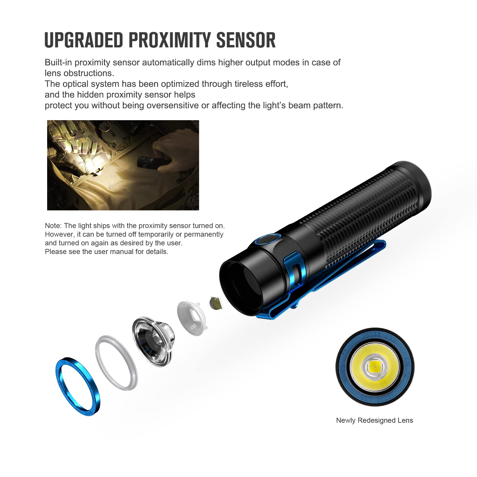 Olight Baton3 Pro Max 2500 Lumens Rechargeable Compact Edc Light With Safety Proximity Sensor, Led High Lumens Pocket Flashlight