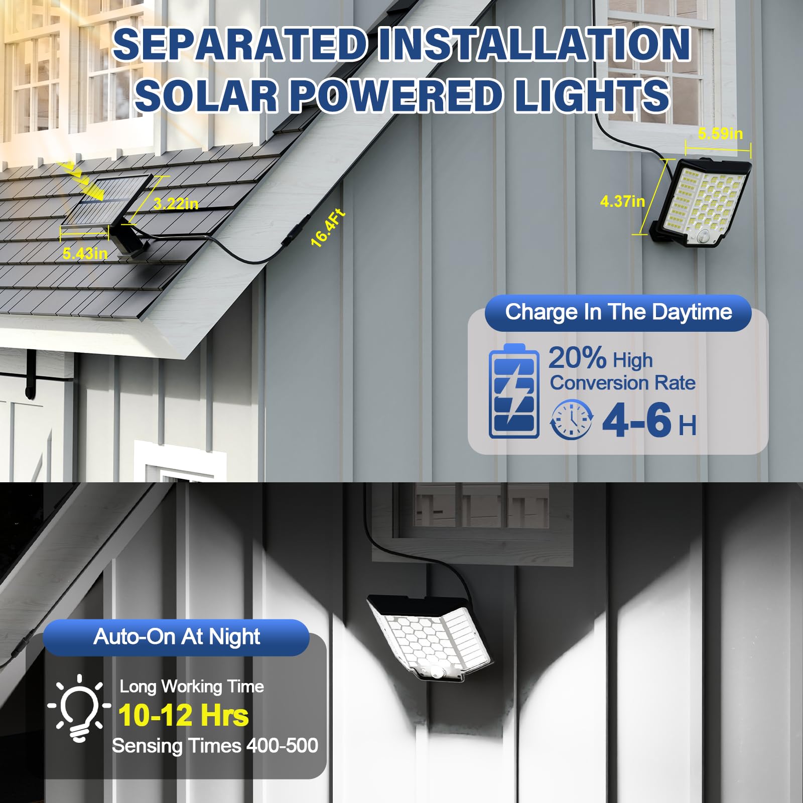 Solar Lights for Outside, 6-Pack 186 LED Outdoor Lights with Remote Control, Dusk to Dawn 2500LM Flood Lights, IP65 Waterproof S