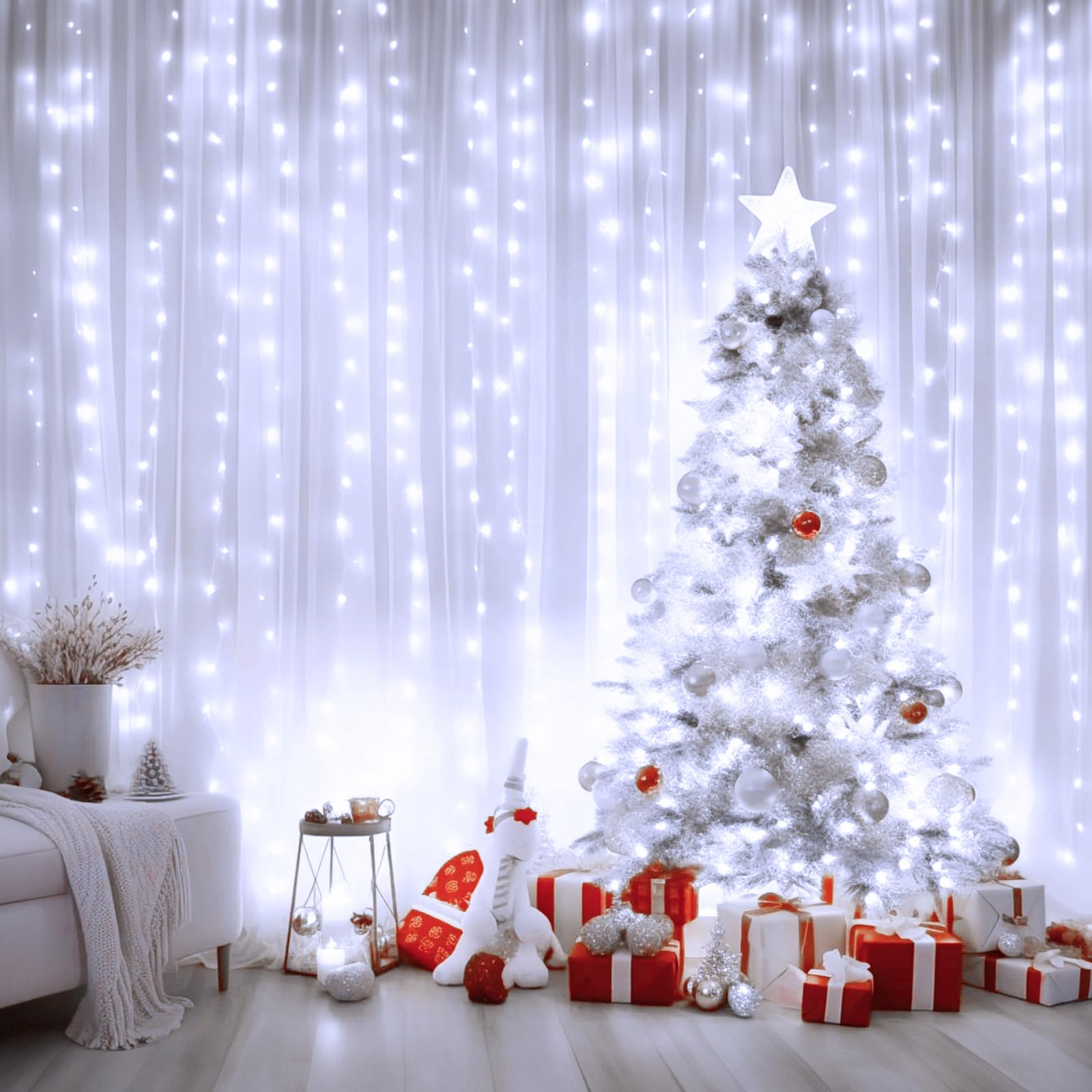 Minetom 300 LED Dimmable Fairy Lights with Remote, Timer, 8 Modes, USB Powered, White, 1 Pack