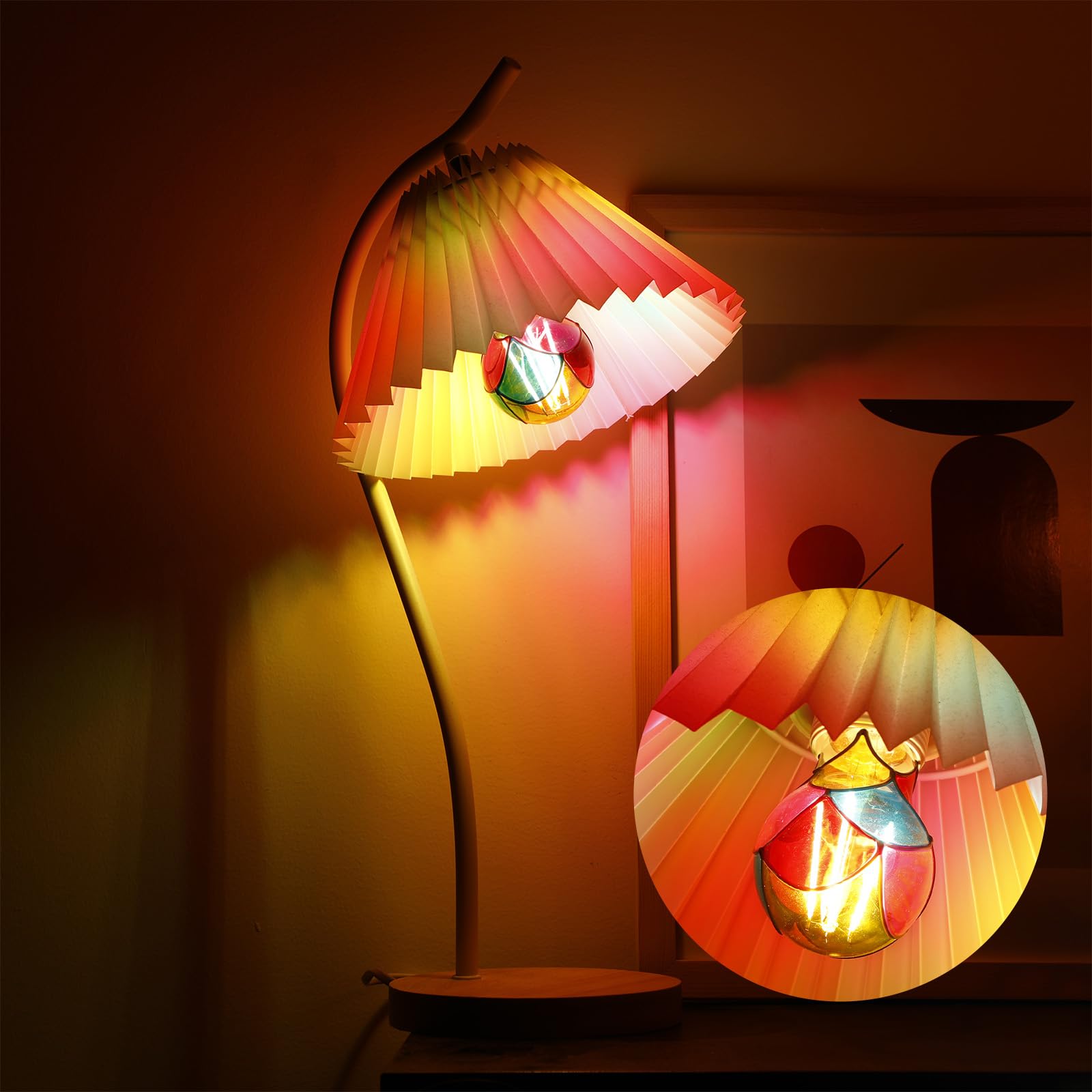 Vihose 6 Pcs Stained Glass Light Bulb E26 Led Multicolor Bulbs Vintage Rainbow Light 6W For Home Lighting Balcony Festive Atmosp