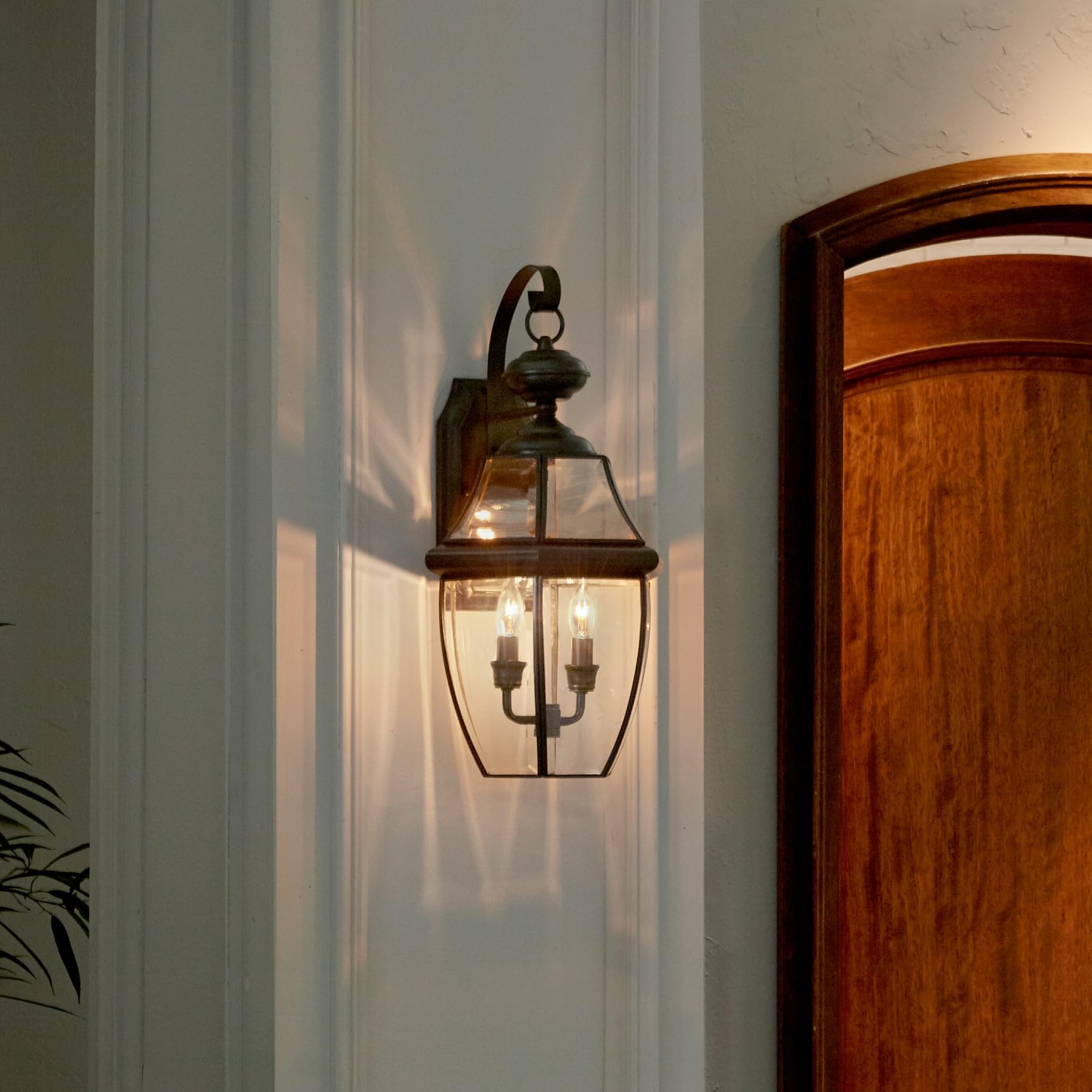 Quoizel Newbury Outdoor Wall Lantern 2-Light Medici Bronze E12 Base Clear Glass NY8317Z for Patio Porch Garage Yard