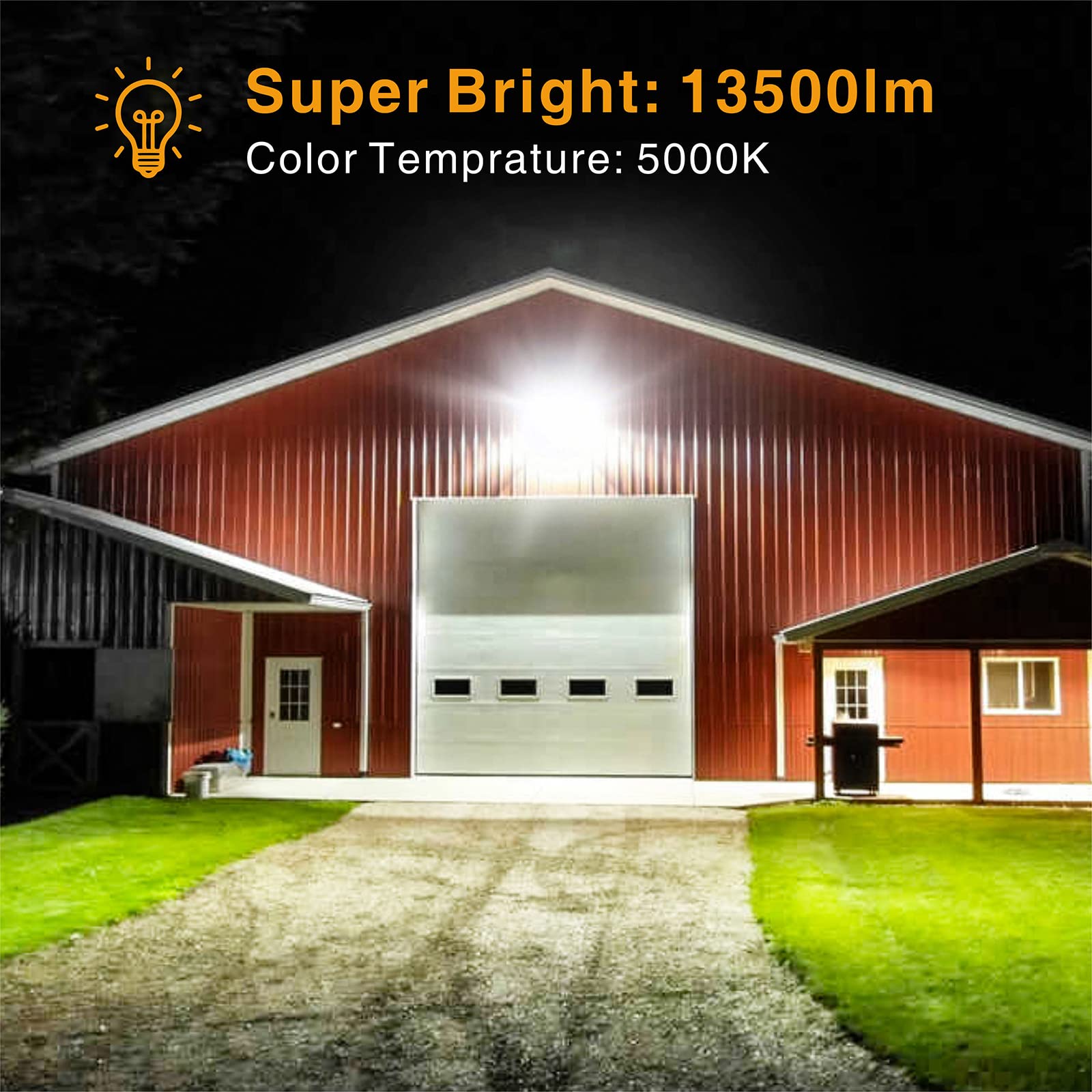 Stasun 150W Led Flood Light, 13500Lm, 330° Angle, Ip66 Waterproof For Outdoor Security