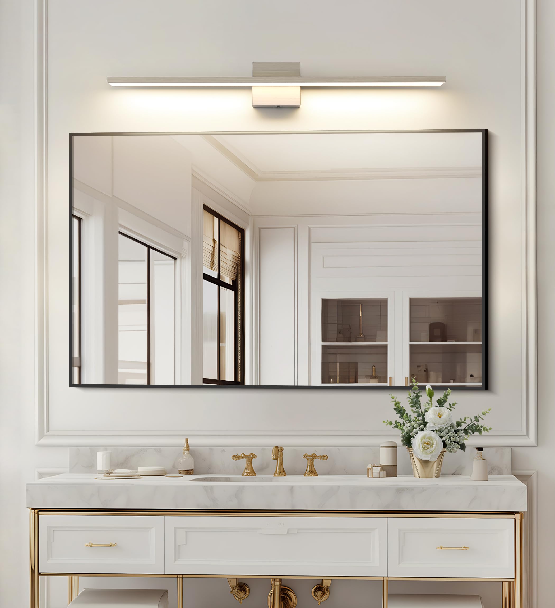 JUSHENG Vanity Lights for Bathroom, 5CCT Dimmable LED, 31.5in  Metal Light Bar, Brushed Nickel, Model 6330