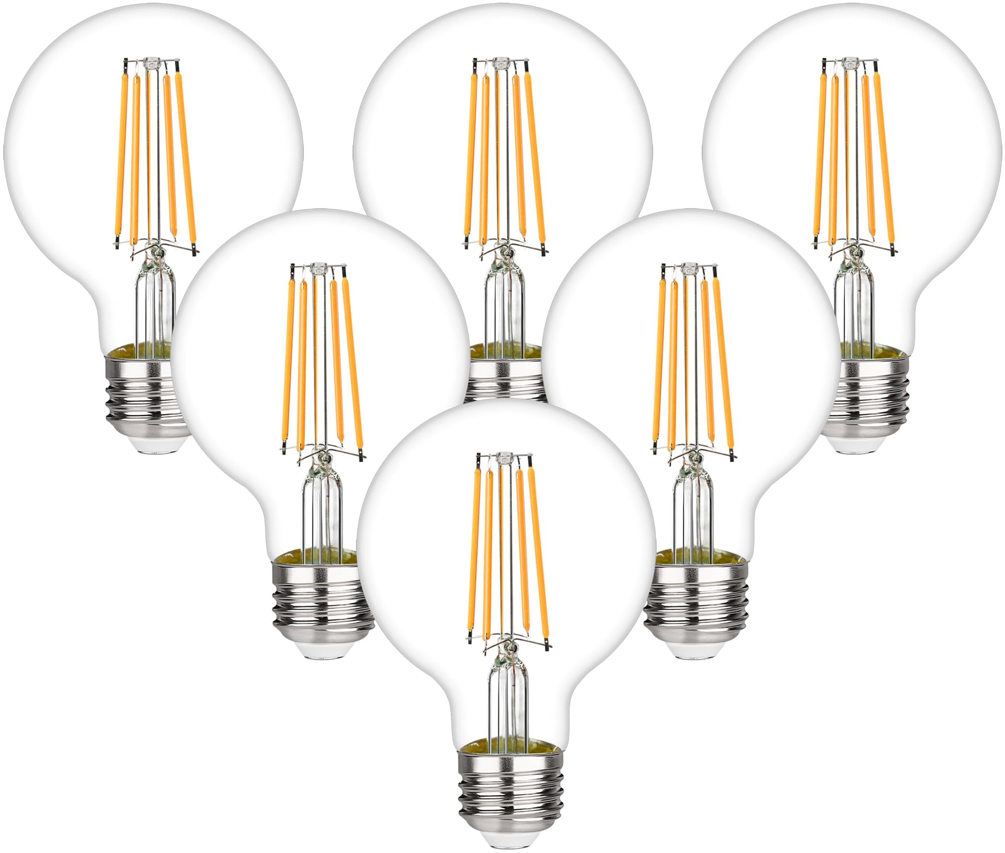 Kgc Led Edison Globe Light Bulbs, Neutral White 4000K Cri 90, Led Filament Light Bulb, 6W Equivalent To 60W 700Lm, G25(G80) Dimm